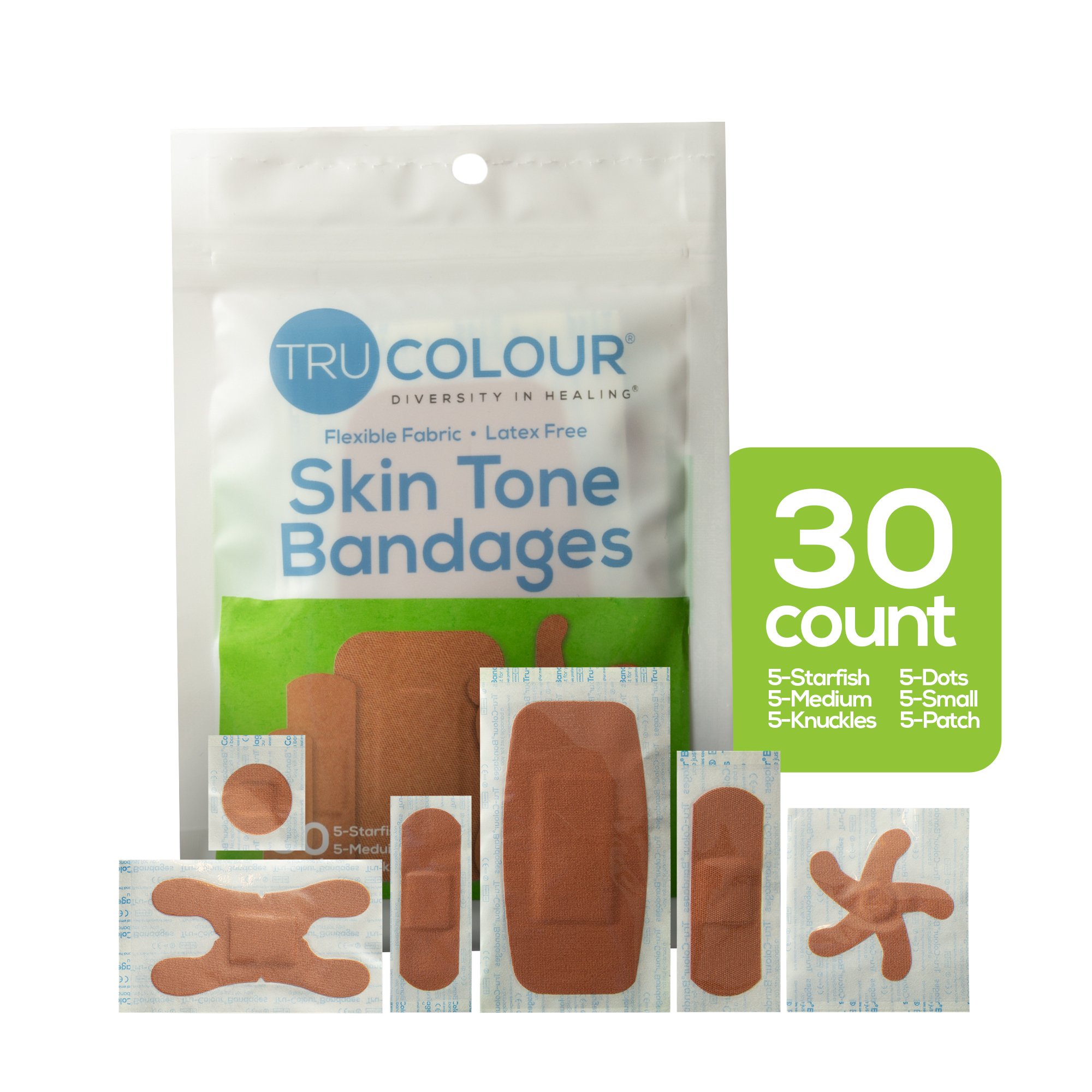 Tru-Colour Products LLC TCB-GASD - TruColour® Olive Adhesive Strips, Assorted Shapes and Sizes - 30/Pack, 1500/Case