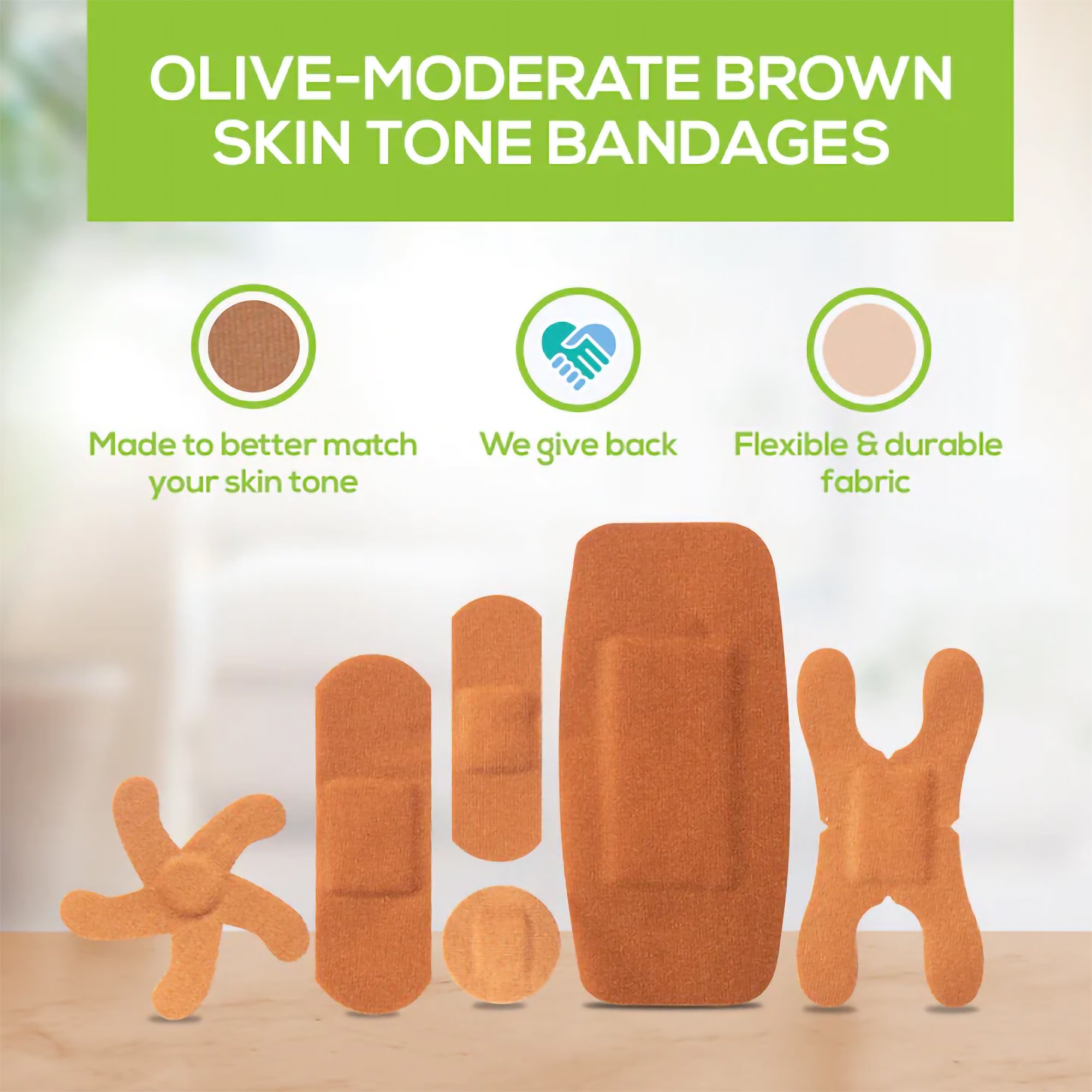 Tru-Colour Products LLC TCB-GASD - TruColour® Olive Adhesive Strips, Assorted Shapes and Sizes - 30/Pack, 1500/Case