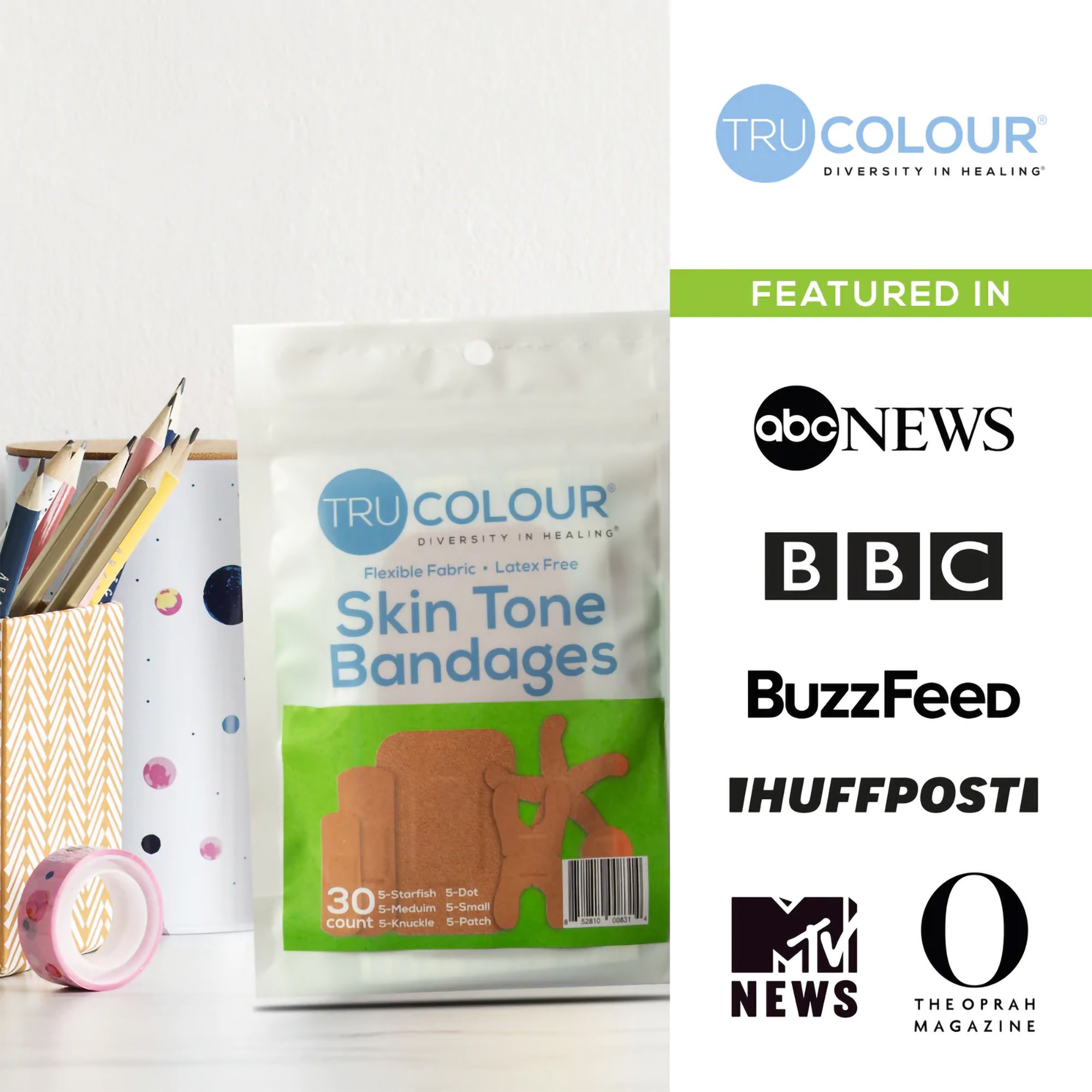Tru-Colour Products LLC TCB-GASD - TruColour® Olive Adhesive Strips, Assorted Shapes and Sizes - 30/Pack, 1500/Case