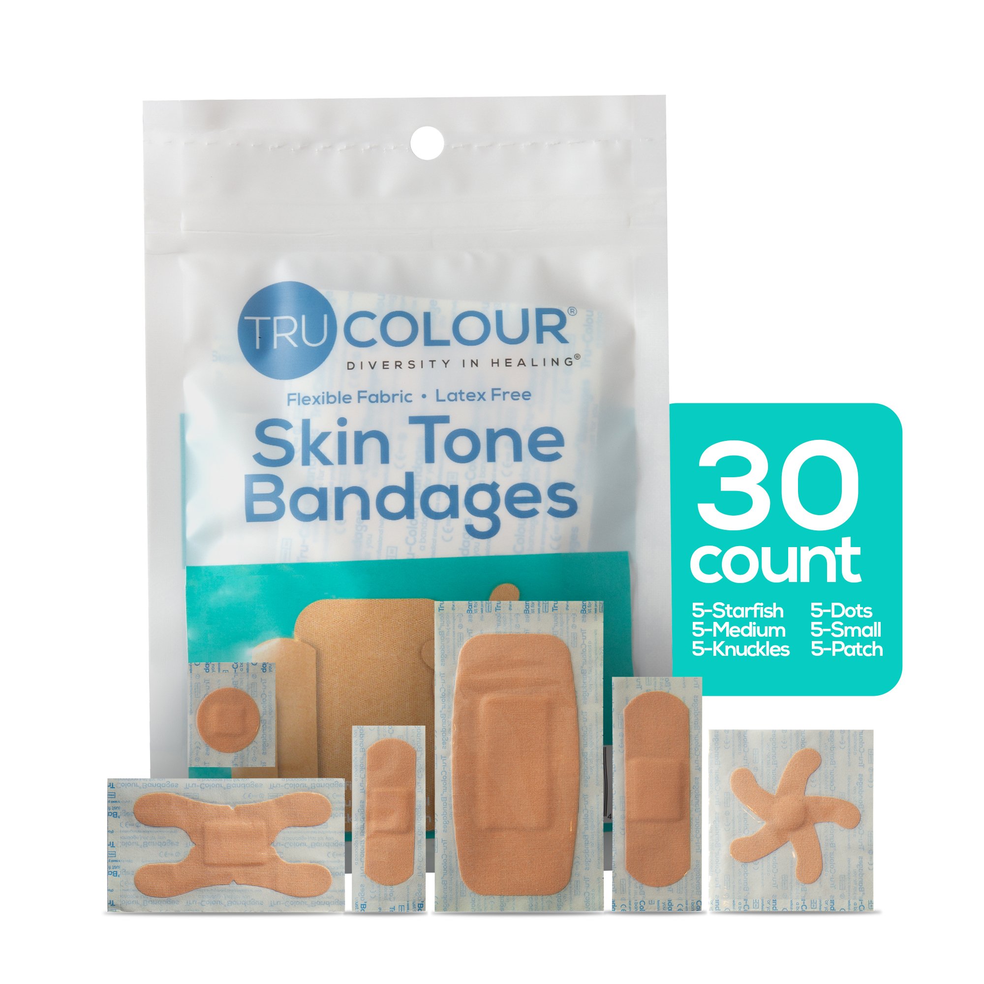 Tru-Colour Products LLC TCB-AASD - TruColour® Beige Adhesive Strip, Assorted Shapes and Sizes - 30/Pack, 1500/Case