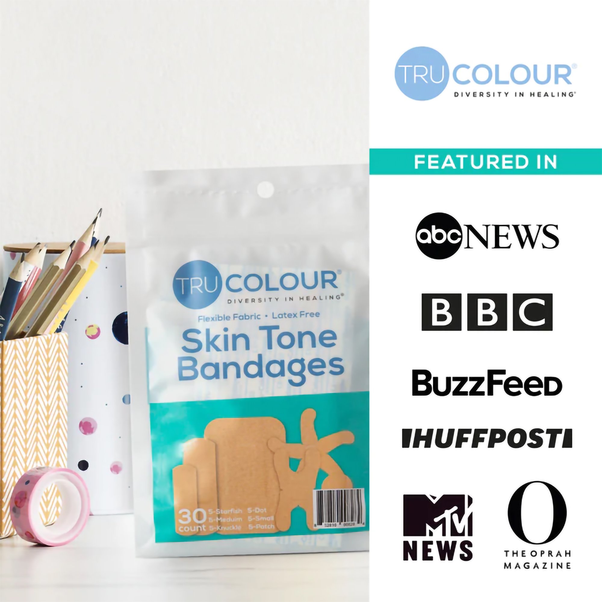 Tru-Colour Products LLC TCB-AASD - TruColour® Beige Adhesive Strip, Assorted Shapes and Sizes - 30/Pack, 1500/Case