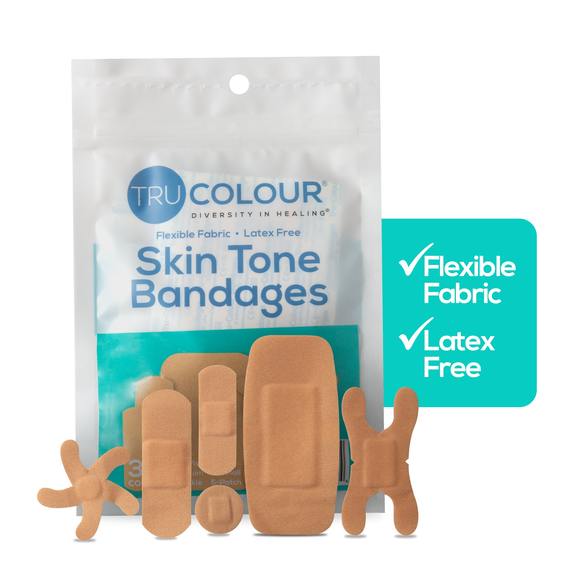 Tru-Colour Products LLC TCB-AASD - TruColour® Beige Adhesive Strip, Assorted Shapes and Sizes - 30/Pack, 1500/Case