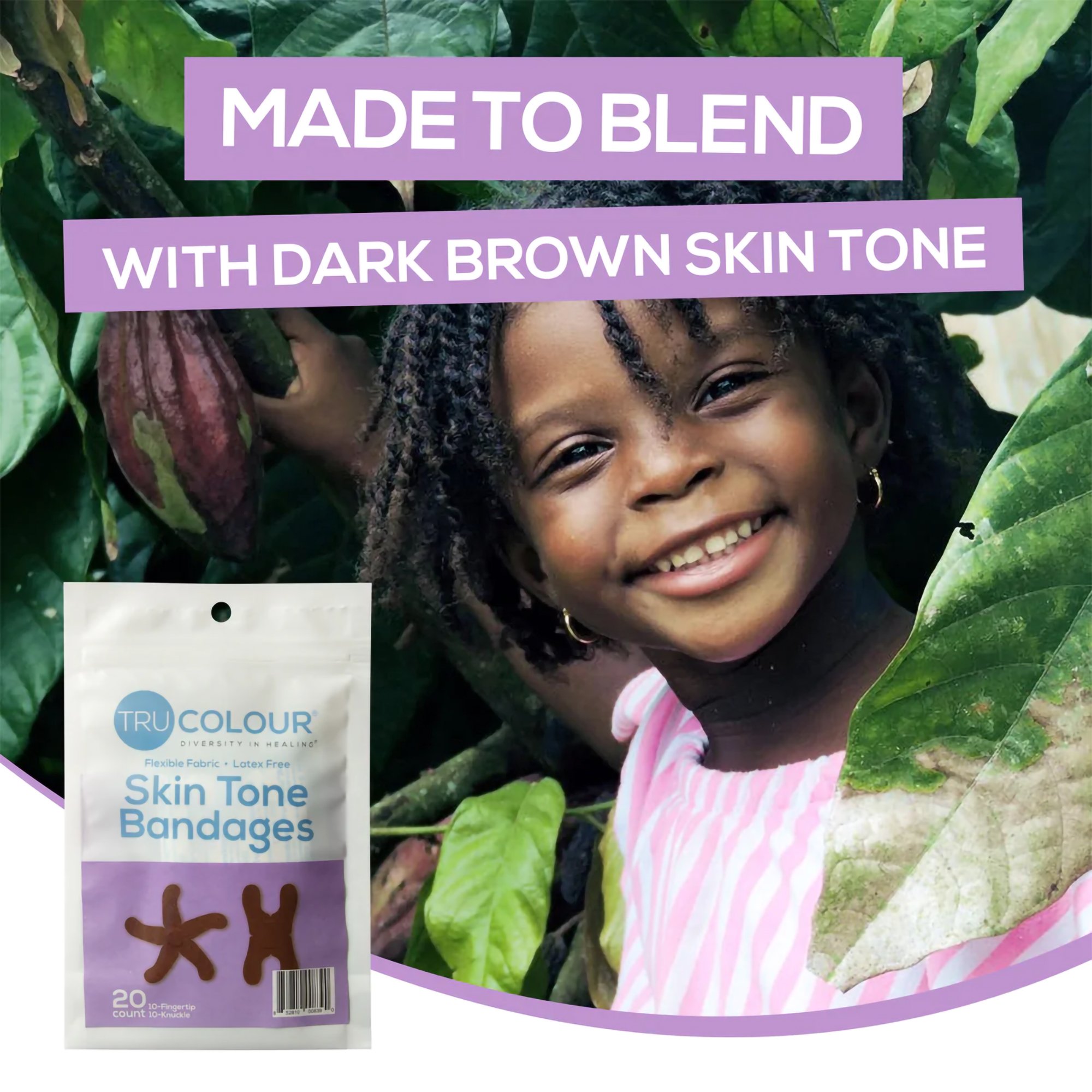 Tru-Colour Products LLC TCB-PKF - TruColour® Dark Brown Adhesive Strip, Knuckle / Fingertip - 20/Pack, 1000/Case
