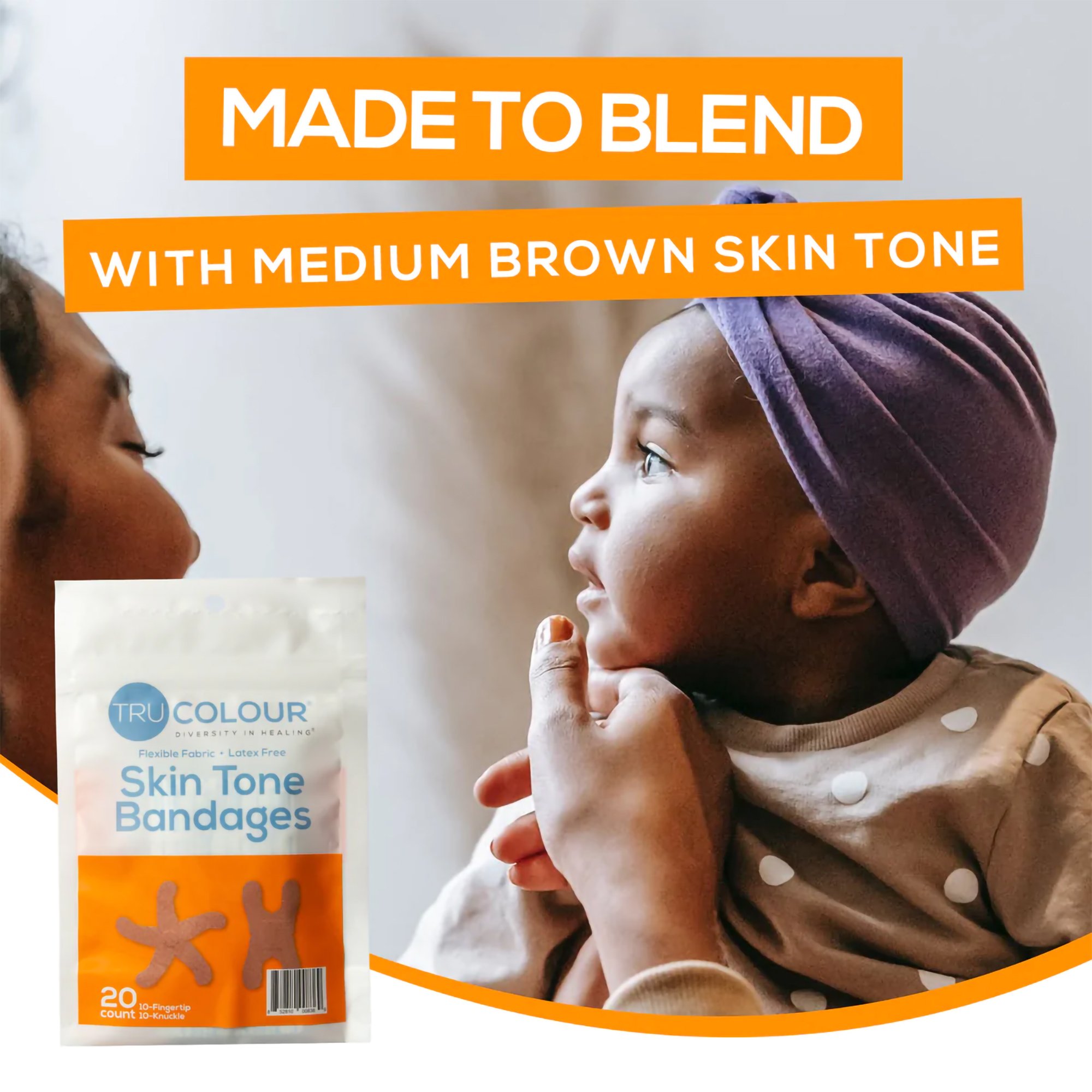 Tru-Colour Products LLC TCB-NKF - TruColour® Brown Adhesive Strip, Knuckle / Fingertip - 20/Pack, 1000/Case