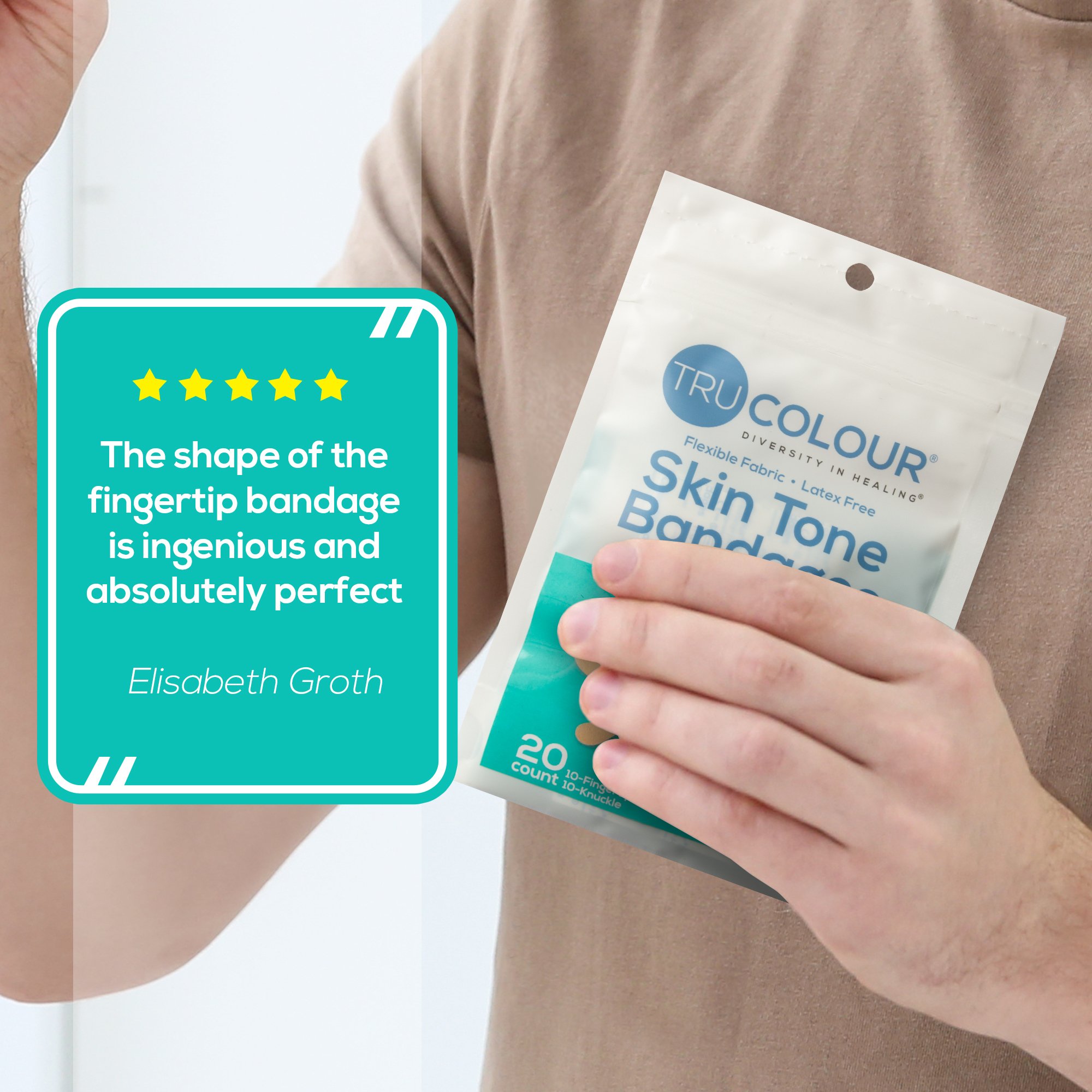 Tru-Colour Products LLC TCB-AKF - TruColour® Beige Adhesive Strip, Knuckle / Fingertip - 20/Pack, 1000/Case