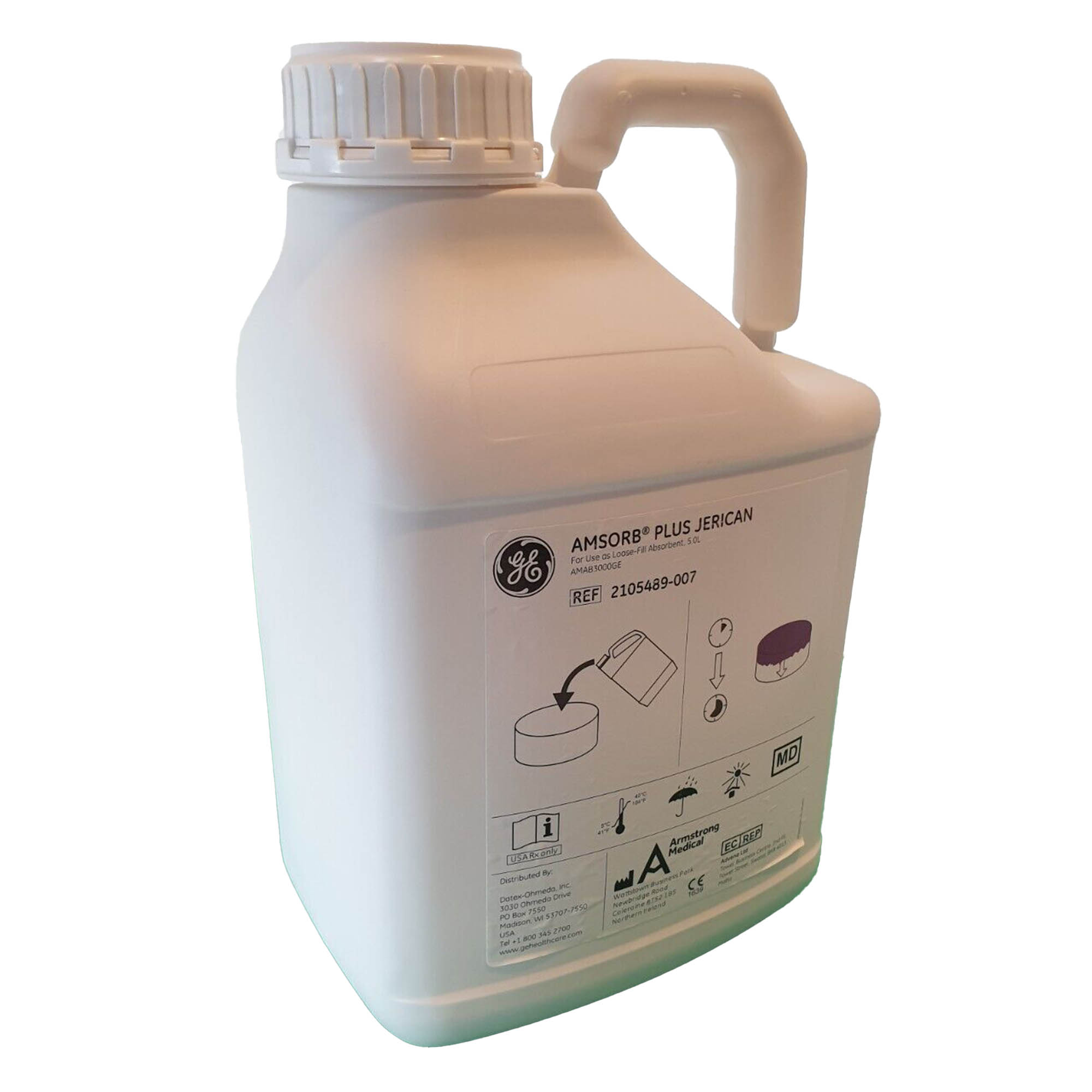 GE Healthcare - 2105489-007 CO2 Absorbent AMSORB® Plus Jerican 5 Liter Calcium Hydroxide