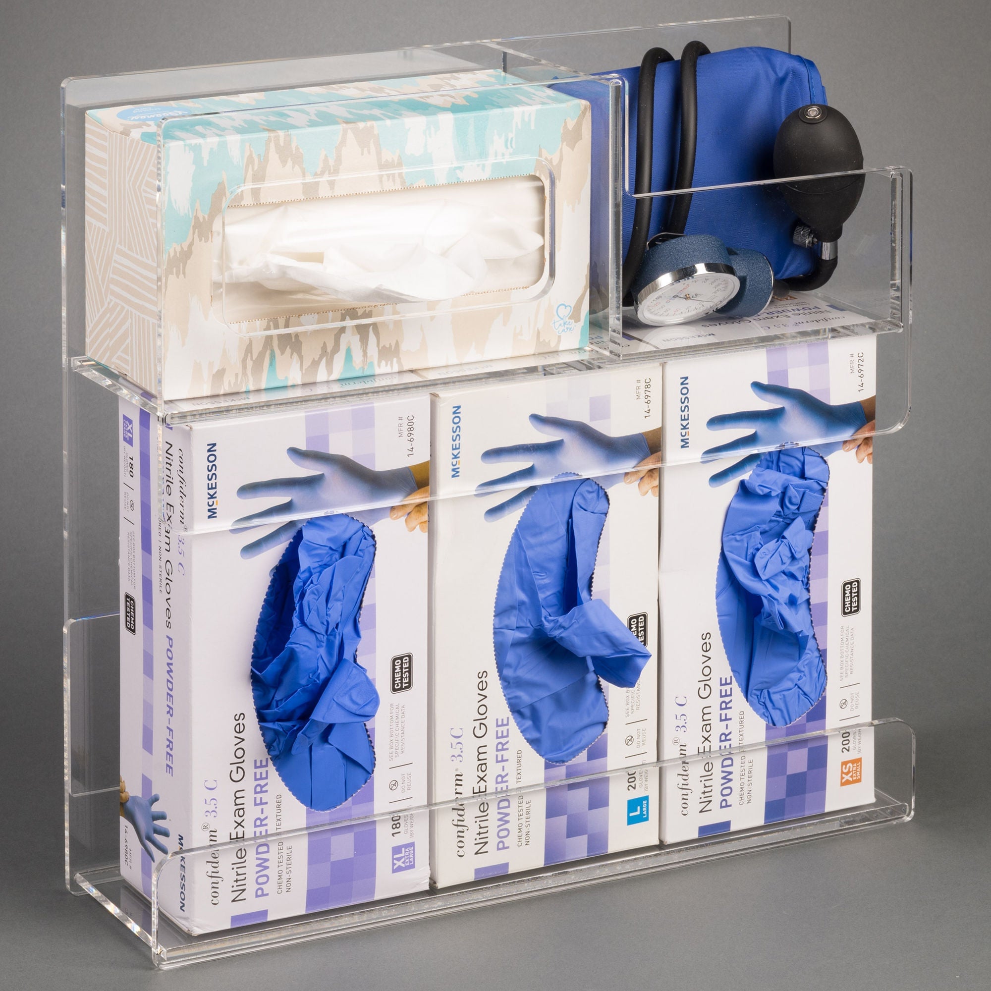 Poltex Inc - EXRMORG2 Exam Room Organizer Poltex Wall Mount 4-Box Capacity Clear 9-1/2 X 8-1/2 to 12 X 16 Inch Acrylic