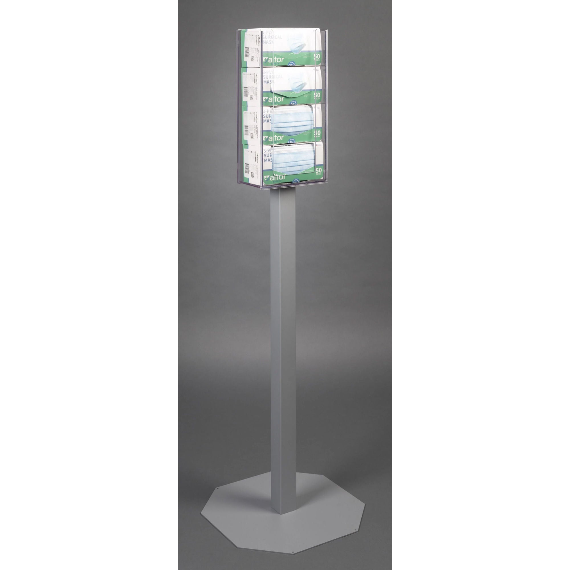Poltex Inc - MASKBX4-2STL Mask Dispenser Poltex Floor Stand 4-Box Capacity Clear 4-1/2 X 7-3/4 X 16 Inch PETG / Steel