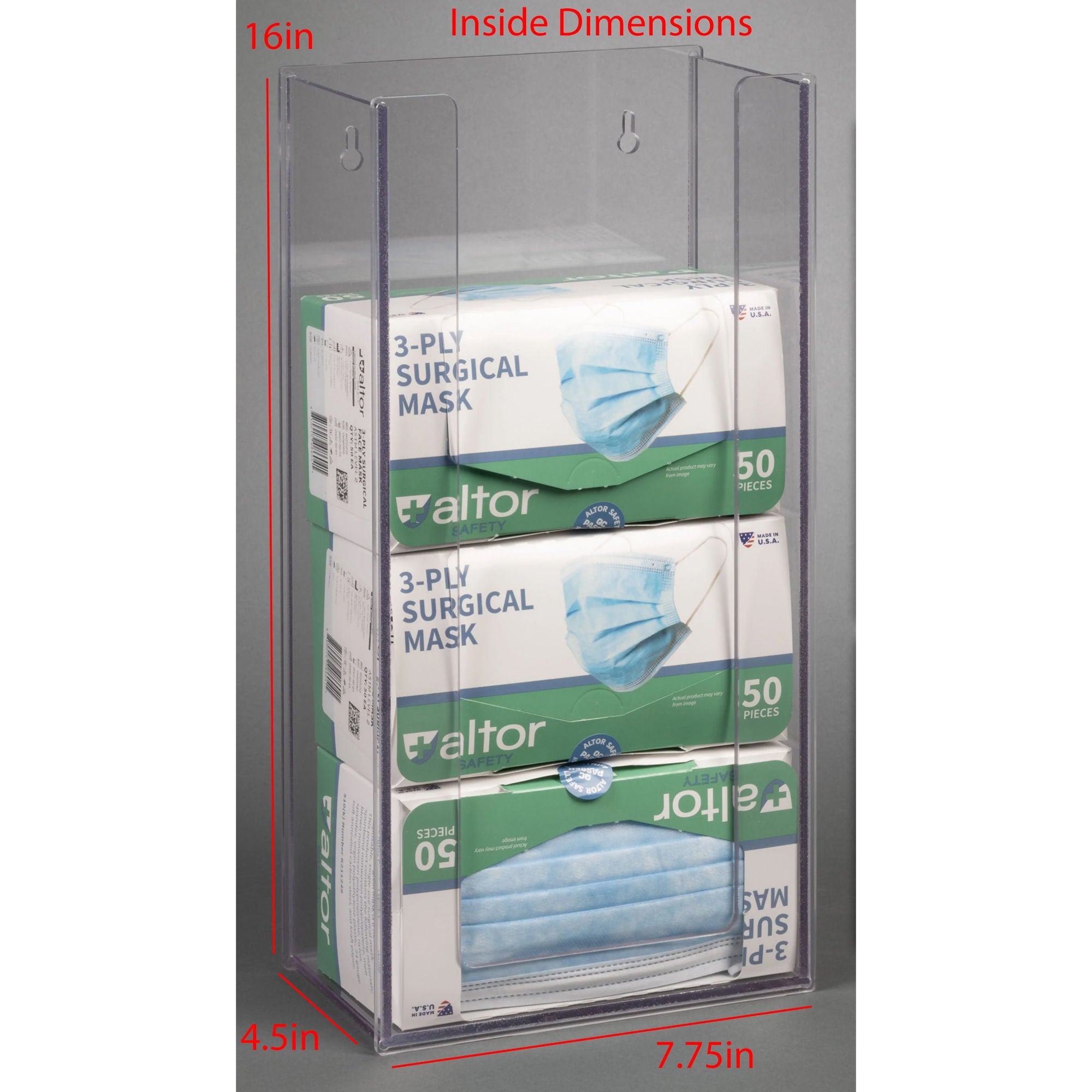 Poltex Inc - MASKBX4-W Mask Dispenser Poltex Wall Mount 4-Box Capacity Clear 4-1/2 X 7-3/4 X 16 Inch PETG