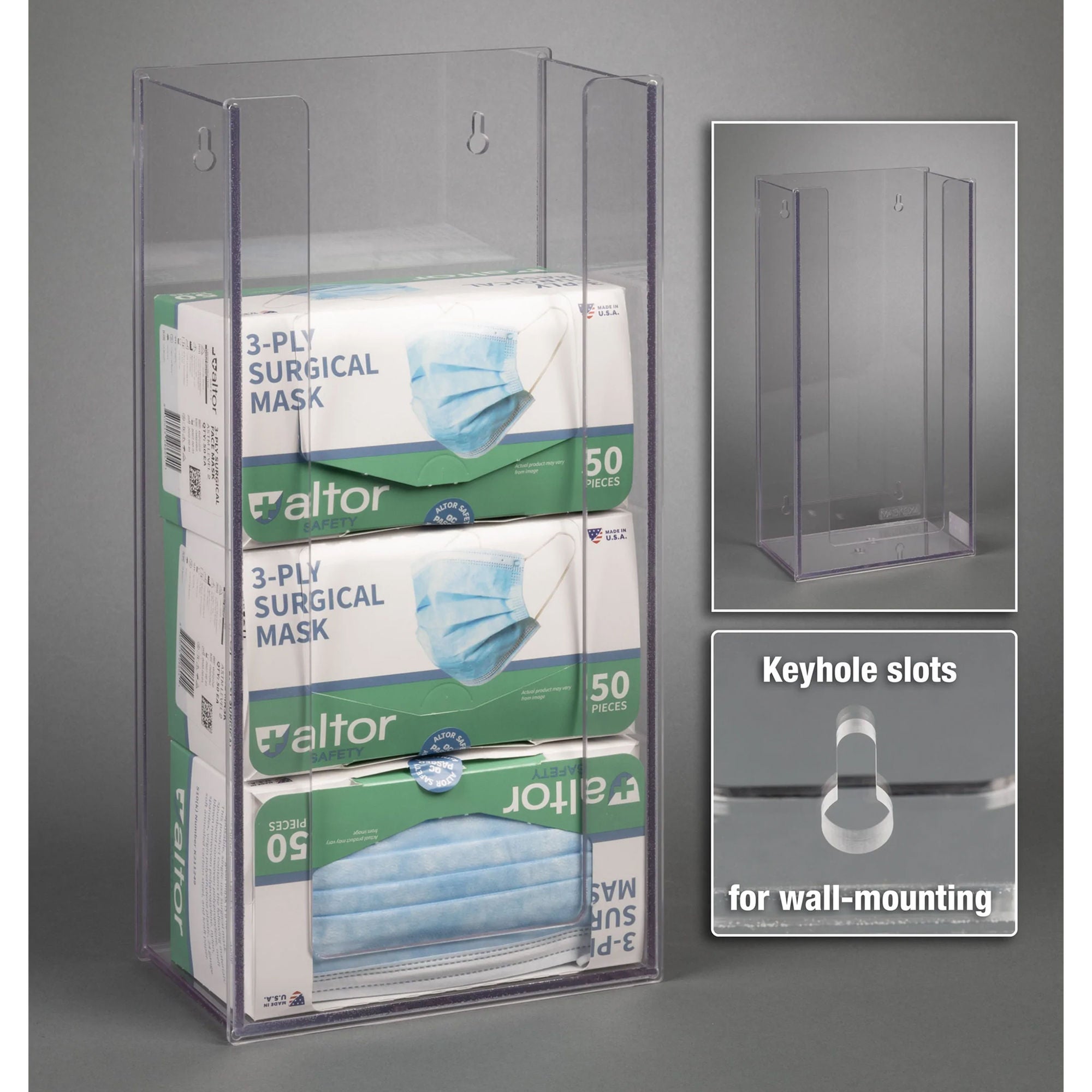 Poltex Inc - MASKBX4-W Mask Dispenser Poltex Wall Mount 4-Box Capacity Clear 4-1/2 X 7-3/4 X 16 Inch PETG