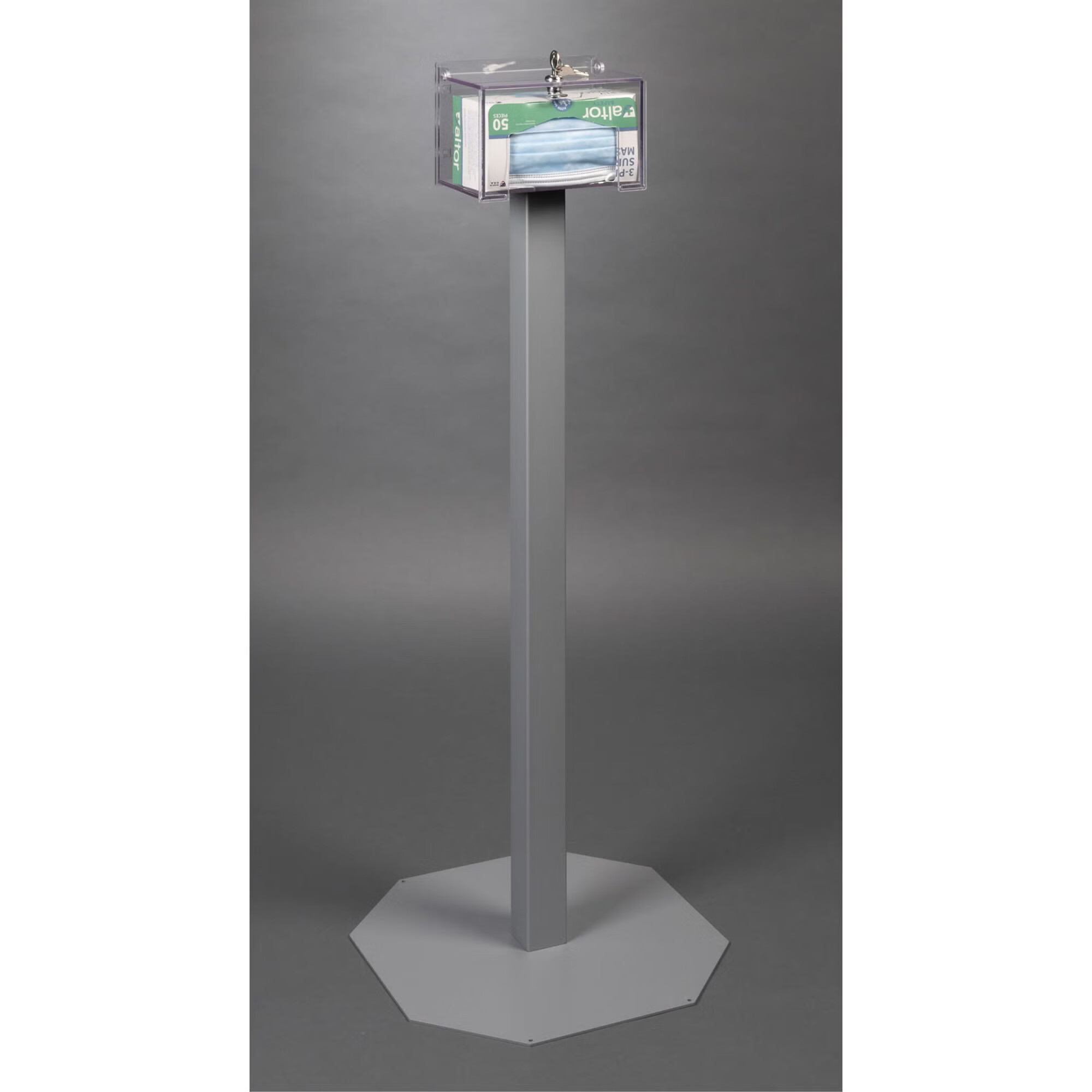 Poltex Inc - MASKBXLOK1-2STL Mask Dispenser Poltex Floor Stand 1-Box Capacity Clear 5 X 7-3/4 Inch PETG