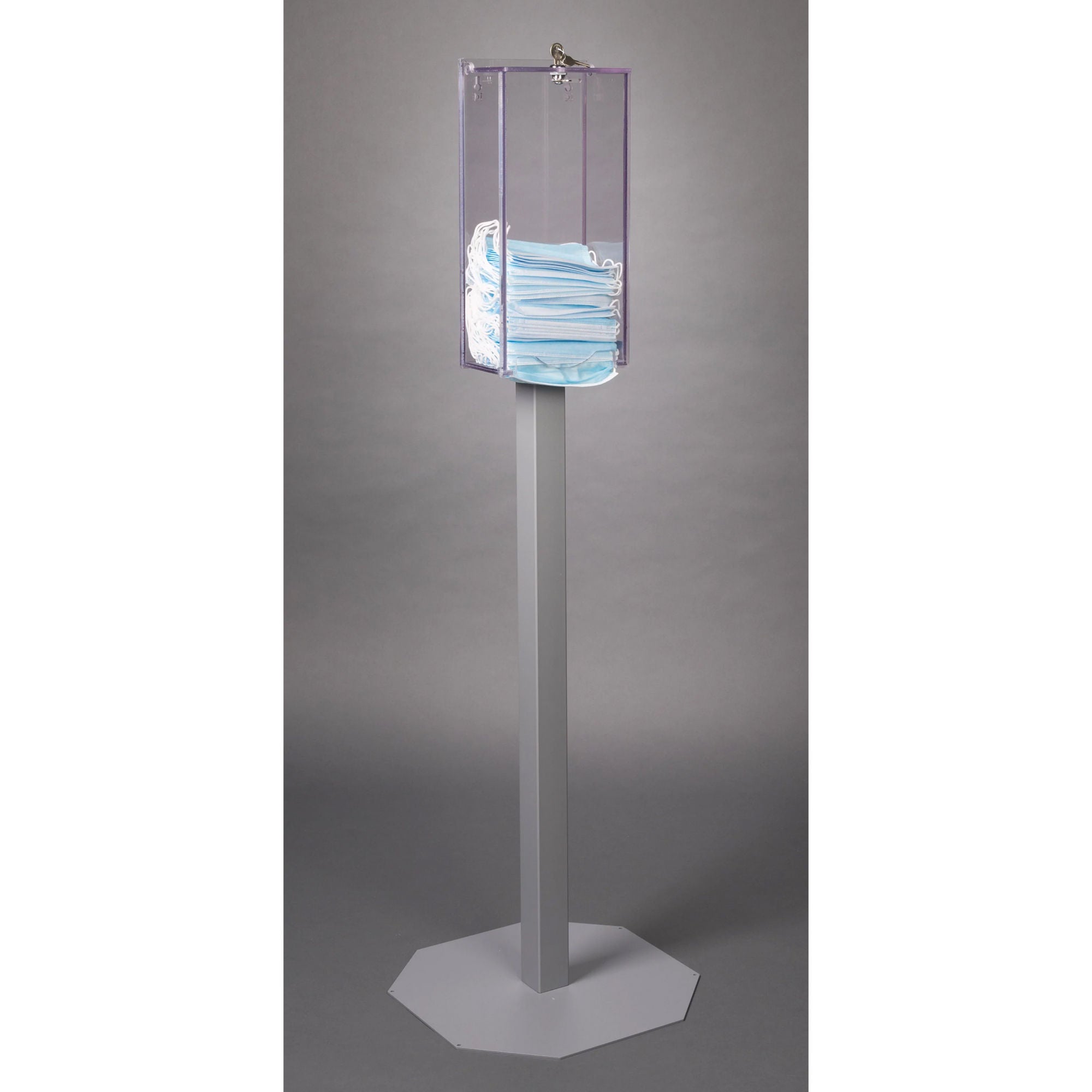 Poltex Inc - MSKLOK-2STL Bulk Mask Dispenser Poltex Floor Stand Clear 4 X 7-1/4 X 15.4 Inch PETG / Steel