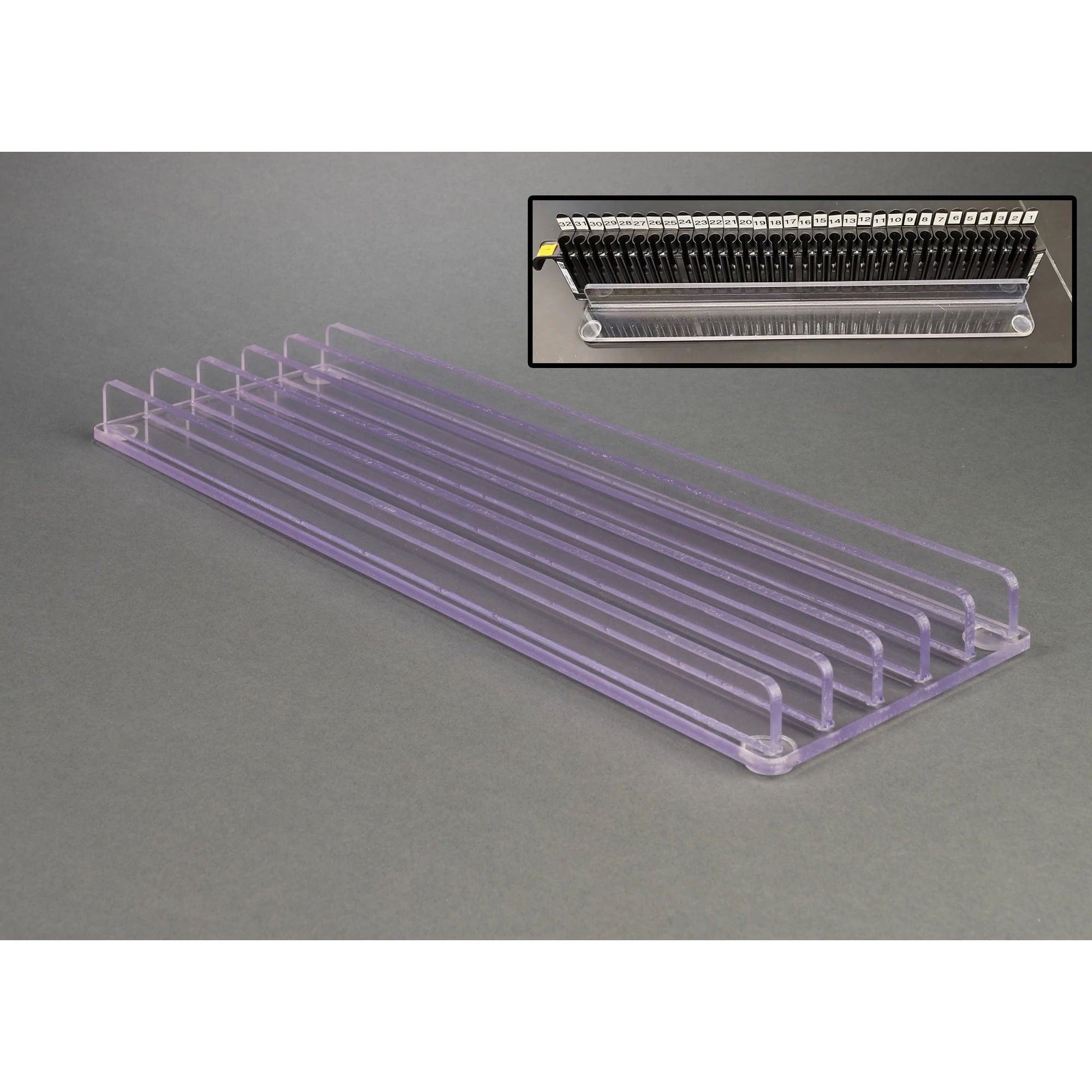 Poltex Inc - SMPSTABHAM5 Sample Tube Strip Tray Stabilizer 7/8 X 7-2/3 X 19 Inch, 5 Position, Clear For Qiasymphony, Hamilton or other related Extraction / Processing Machines