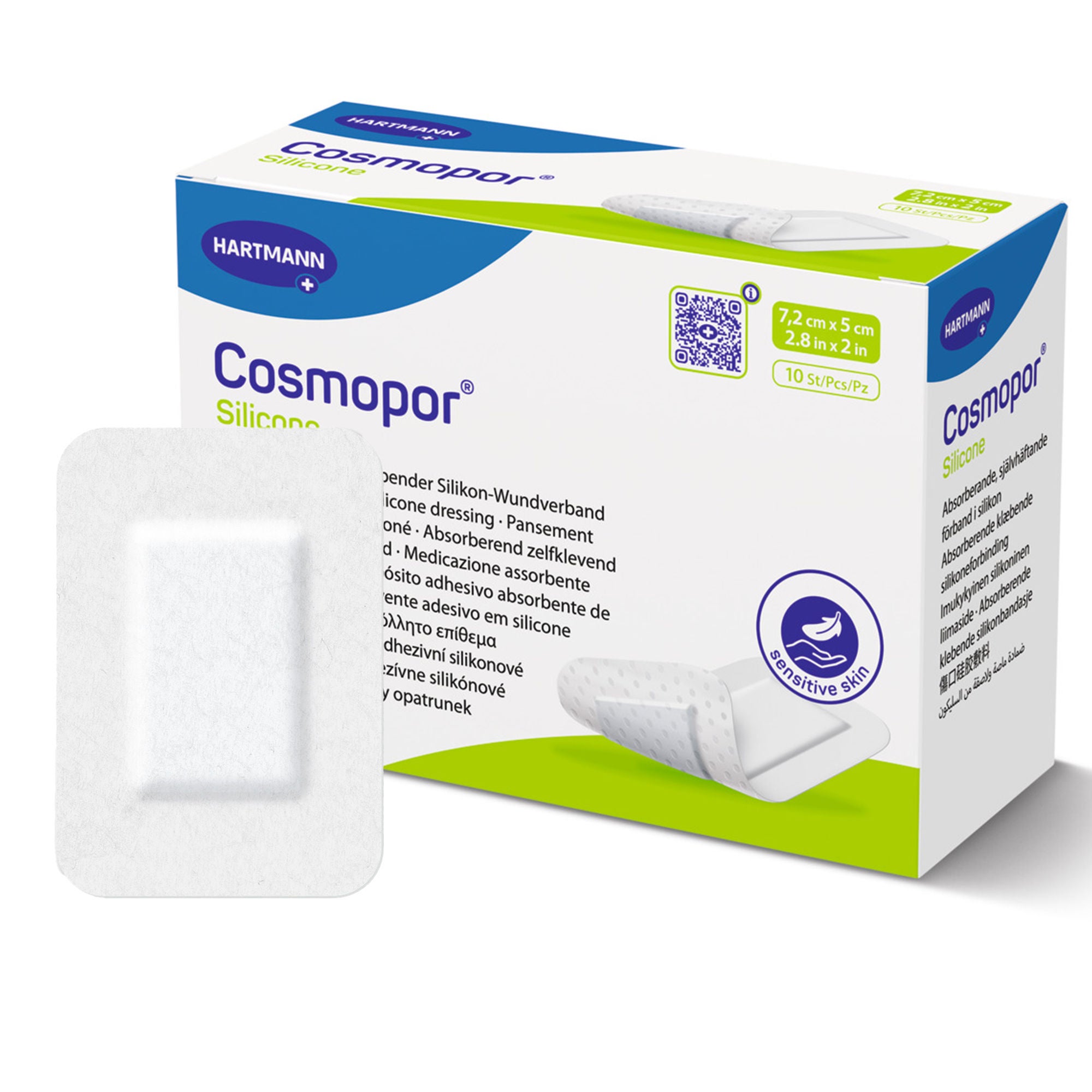 Hartmann - 901106 Island Dressing Cosmopor® Silicone 2 X 2.28 Inch Rectangle Sterile Water Resistant Nonwoven Backing