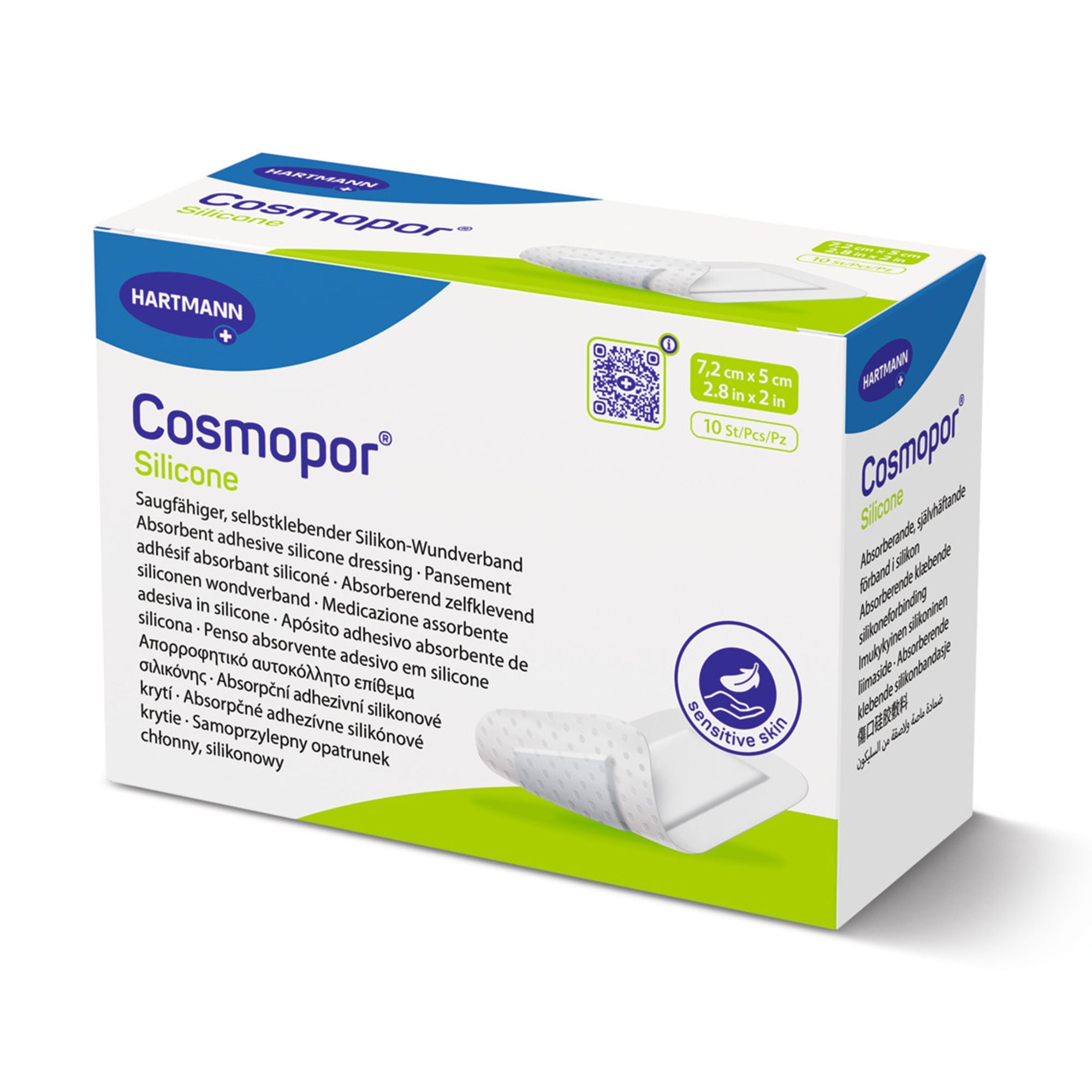 Hartmann - 901106 Island Dressing Cosmopor® Silicone 2 X 2.28 Inch Rectangle Sterile Water Resistant Nonwoven Backing