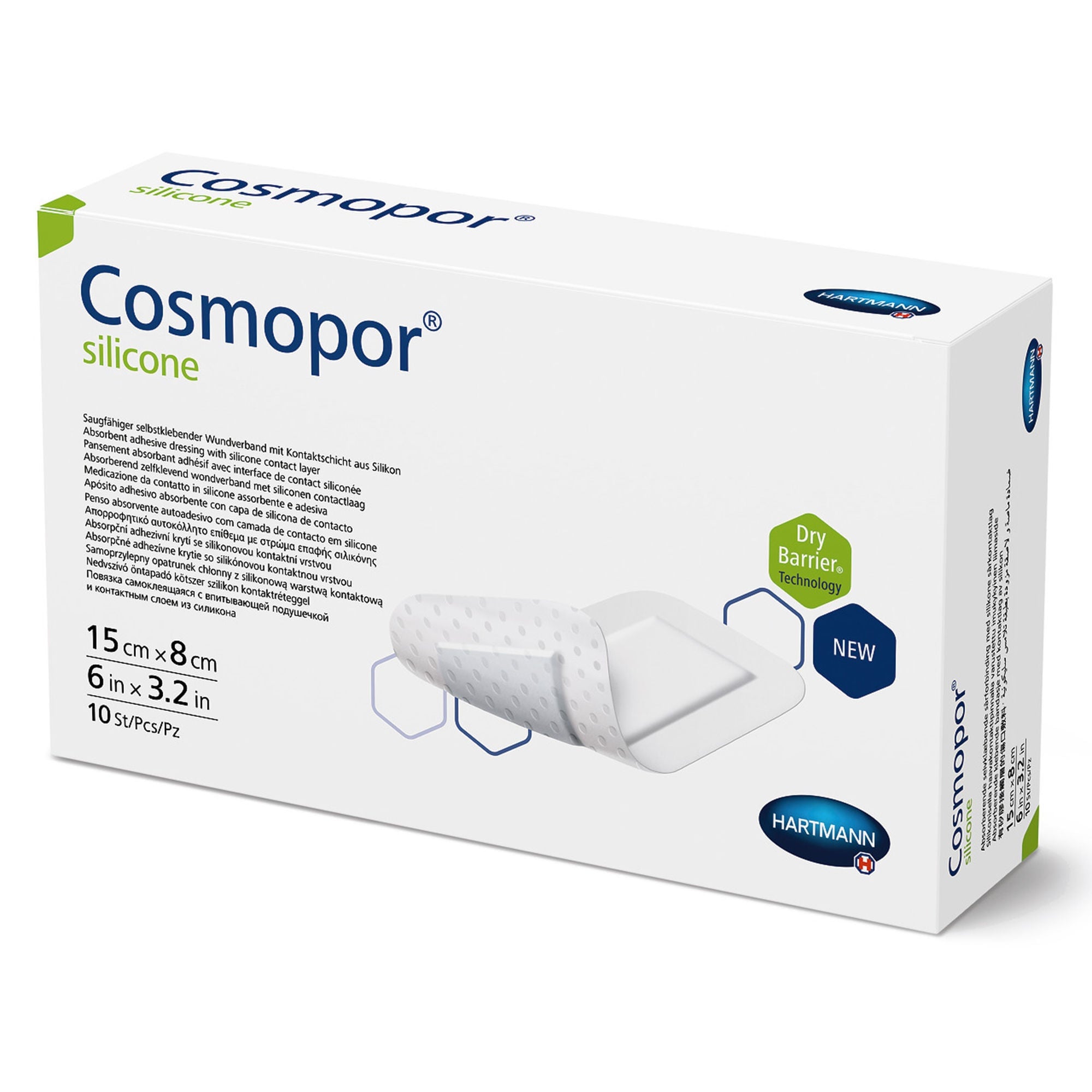 Hartmann - 901108 Island Dressing Cosmopor® Silicone 3.2 X 6 Inch Rectangle Sterile Water Resistant Nonwoven Backing