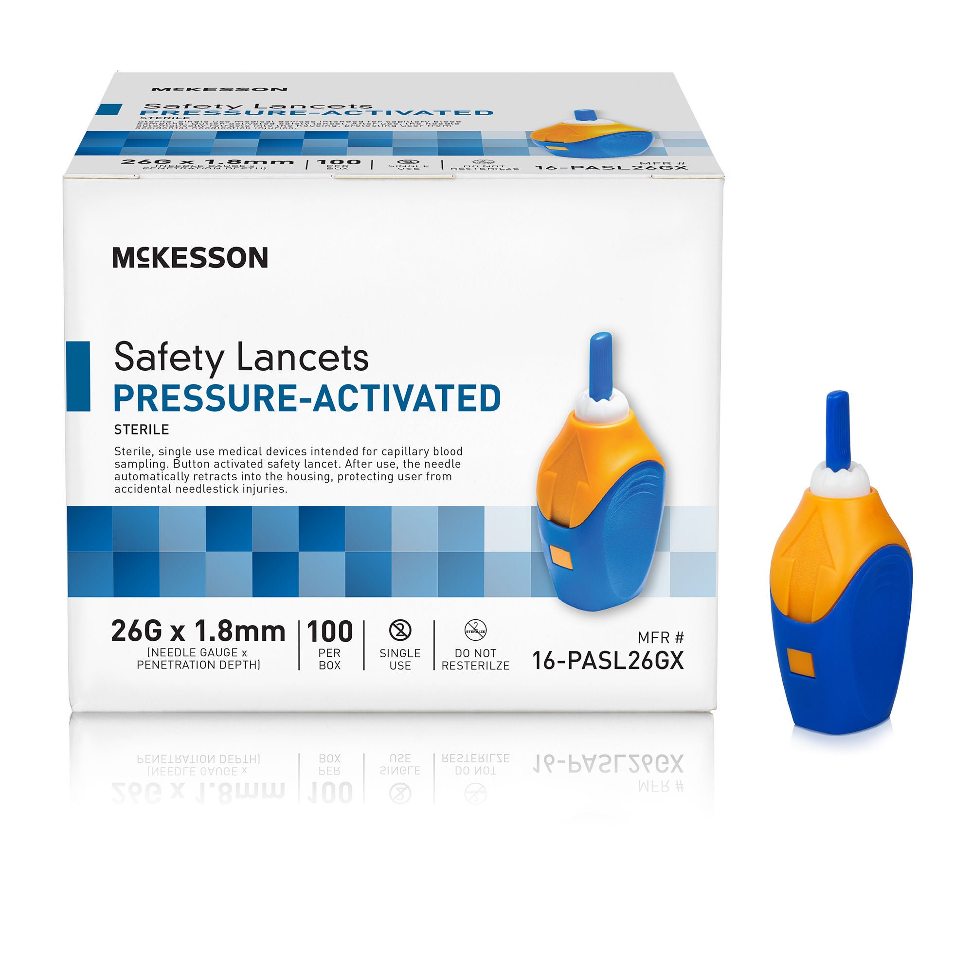 McKesson Brand - 16-PASL26GX McKesson Pressure Activated Safety Lancets