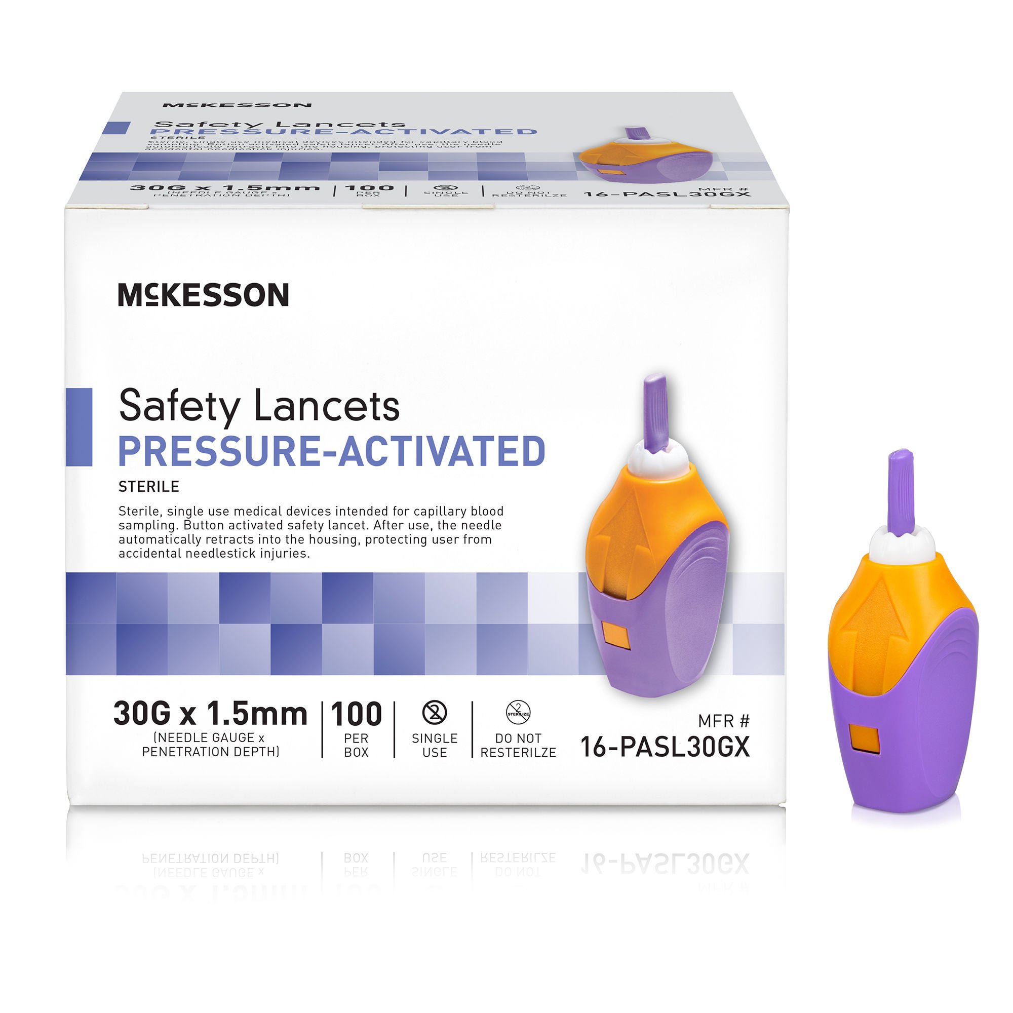 McKesson Brand - 16-PASL30GX McKesson Pressure Activated Safety Lancets