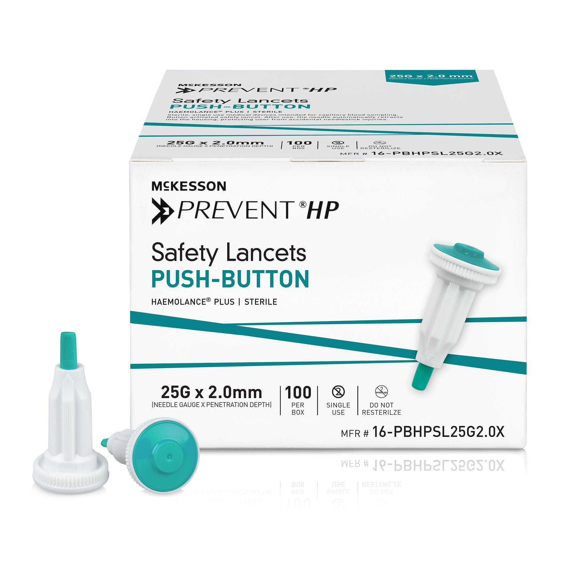 McKesson Brand - 16-PBHPSL25G2.0X McKesson Prevent® HP Push Button Safety Lancet