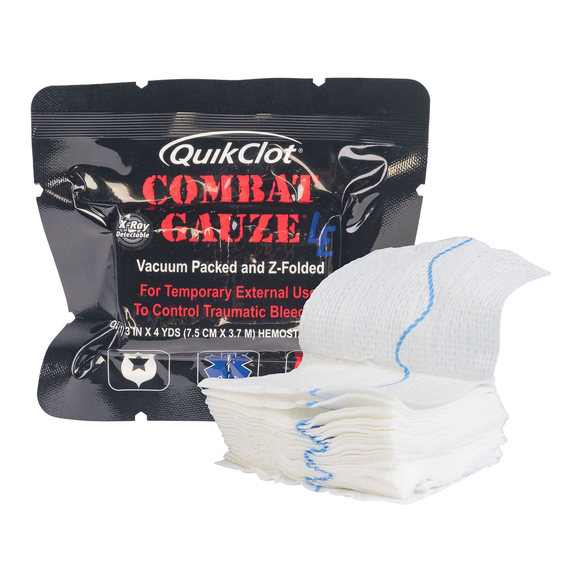 North American Rescue - 30-0109 Hemostatic Dressing QuikClot® Combat Gauze LE™ 3 Inch X 4 Yard 1 Count Sterile