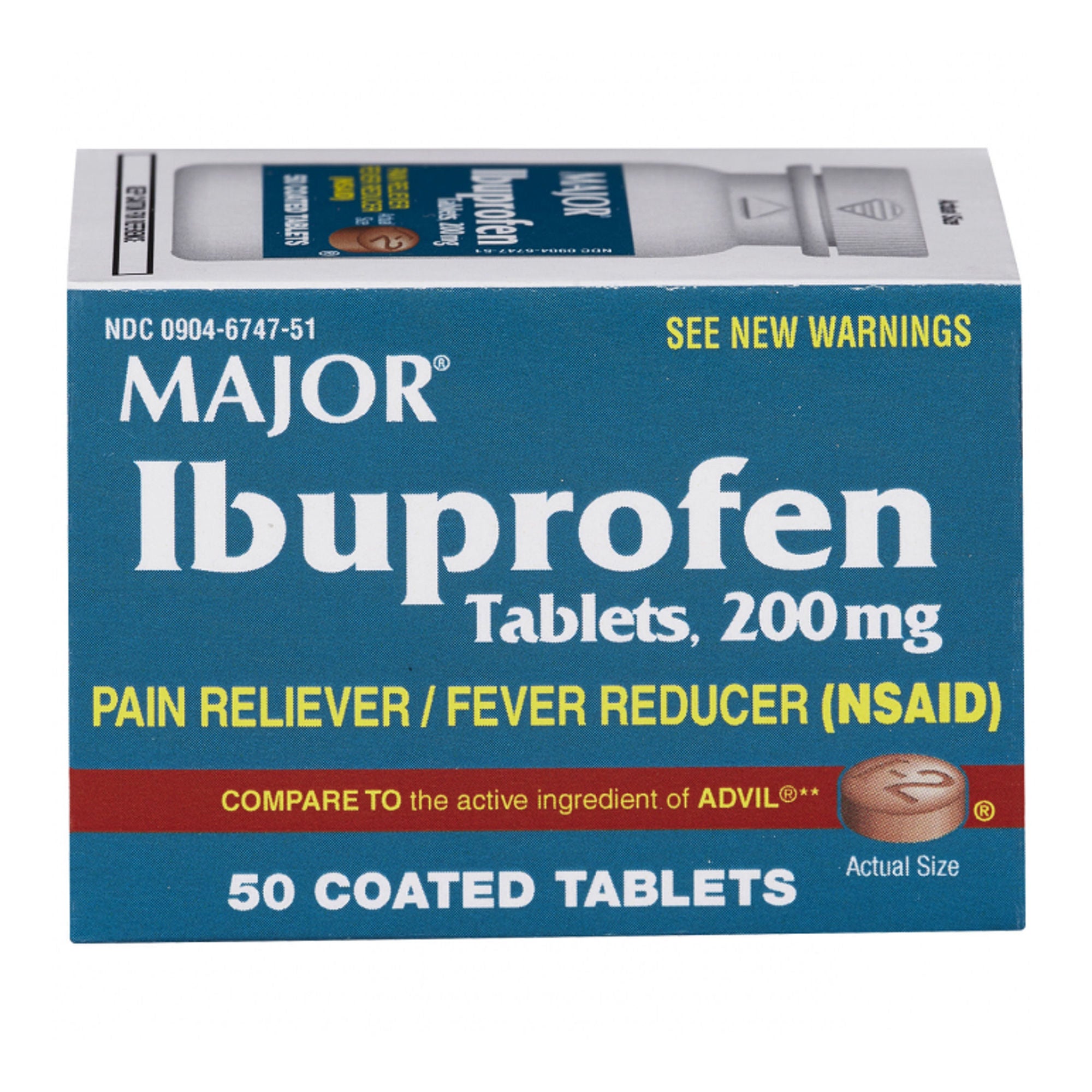 Major Pharmaceuticals - 00904674751 Pain Relief 200 mg Strength Ibuprofen Tablet 50 per Bottle