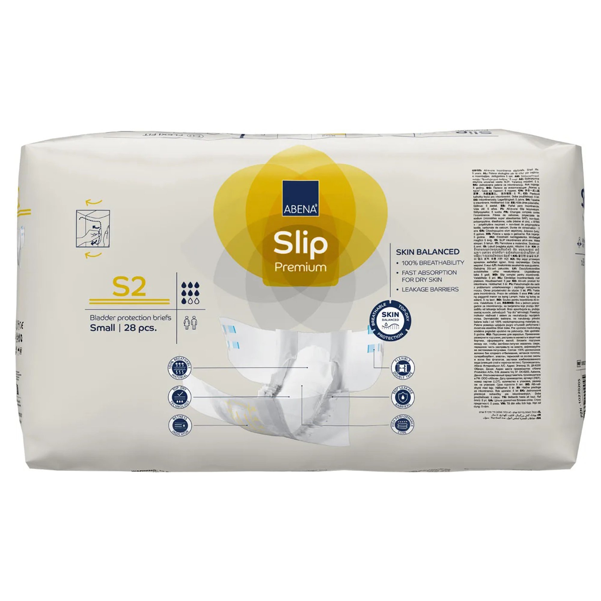 Abena North America 1000021281 - Abena® Slip Premium S2 Incontinence Brief, Small - 28/Pack, 84/Case