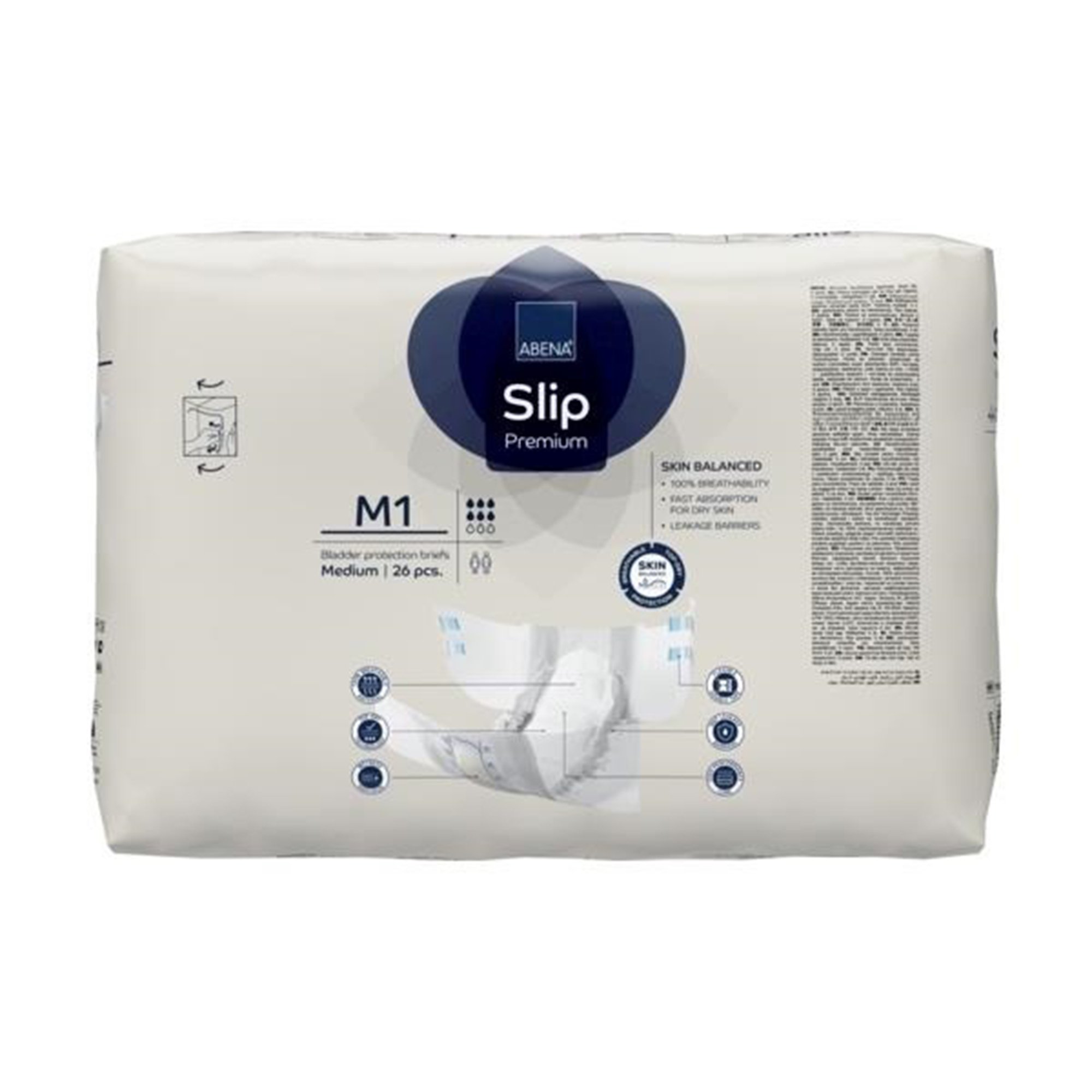 Abena North America 1000021284 - Abena® Slip Premium M1 Incontinence Brief, Medium - 26/Pack, 104/Case