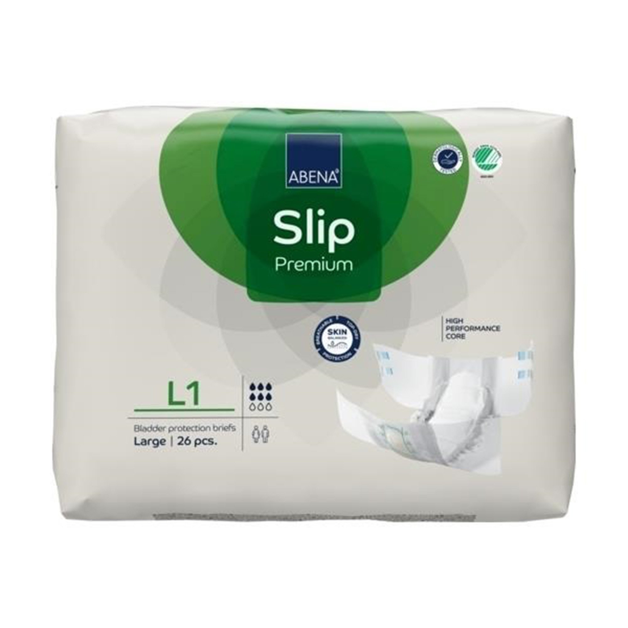 Abena North America 1000021289 - Abena® Slip Premium L1 Incontinence Brief, Large - 26/Pack, 104/Case