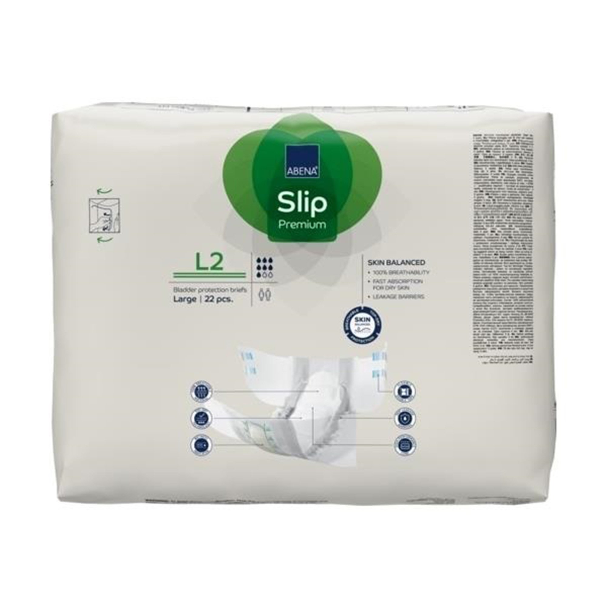 Abena North America 1000021290 - Abena® Slip Premium L2 Incontinence Brief, Large - 22/Pack, 88/Case