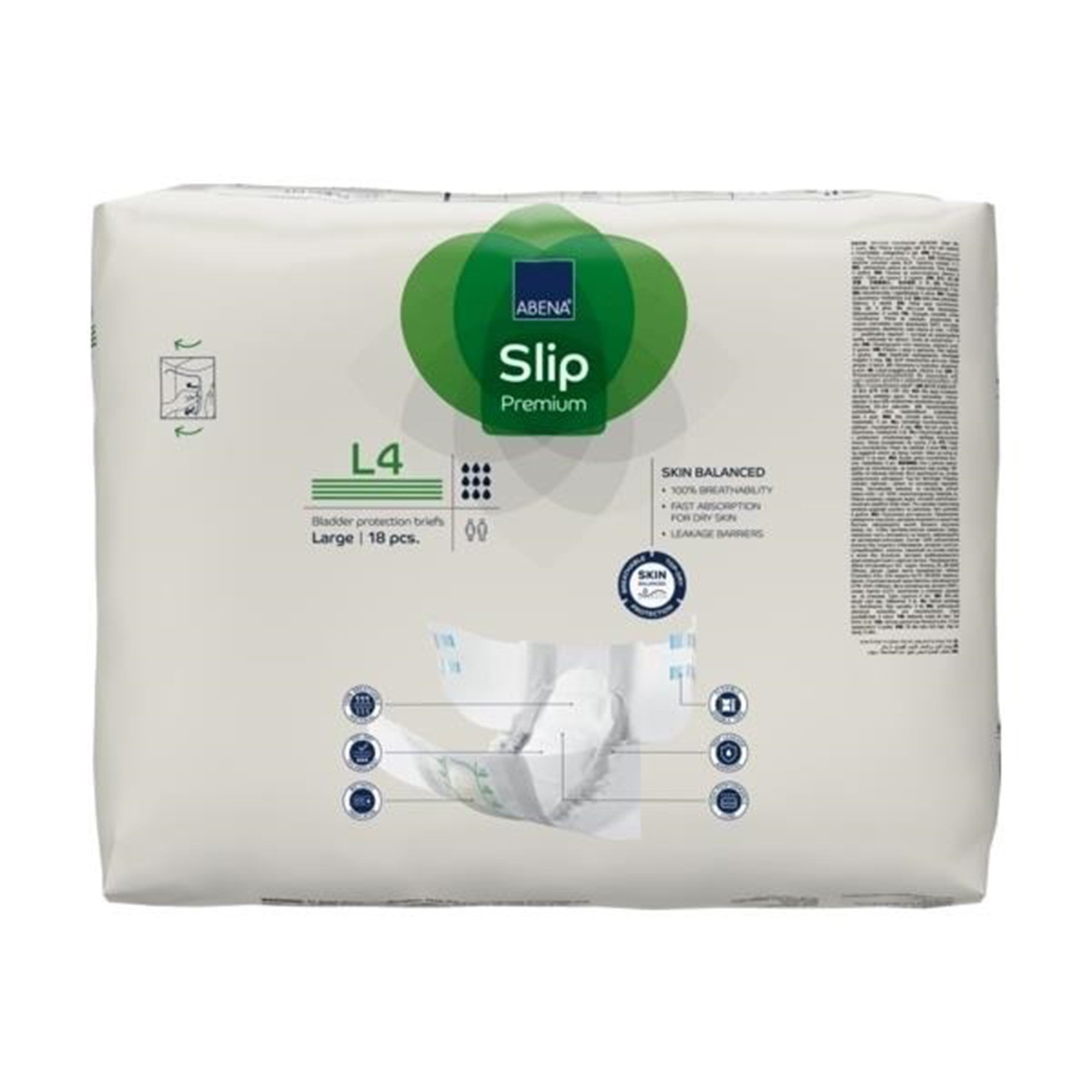 Abena North America 1000021292 - Abena® Slip Premium L4 Incontinence Brief, Large - 18/Pack, 72/Case