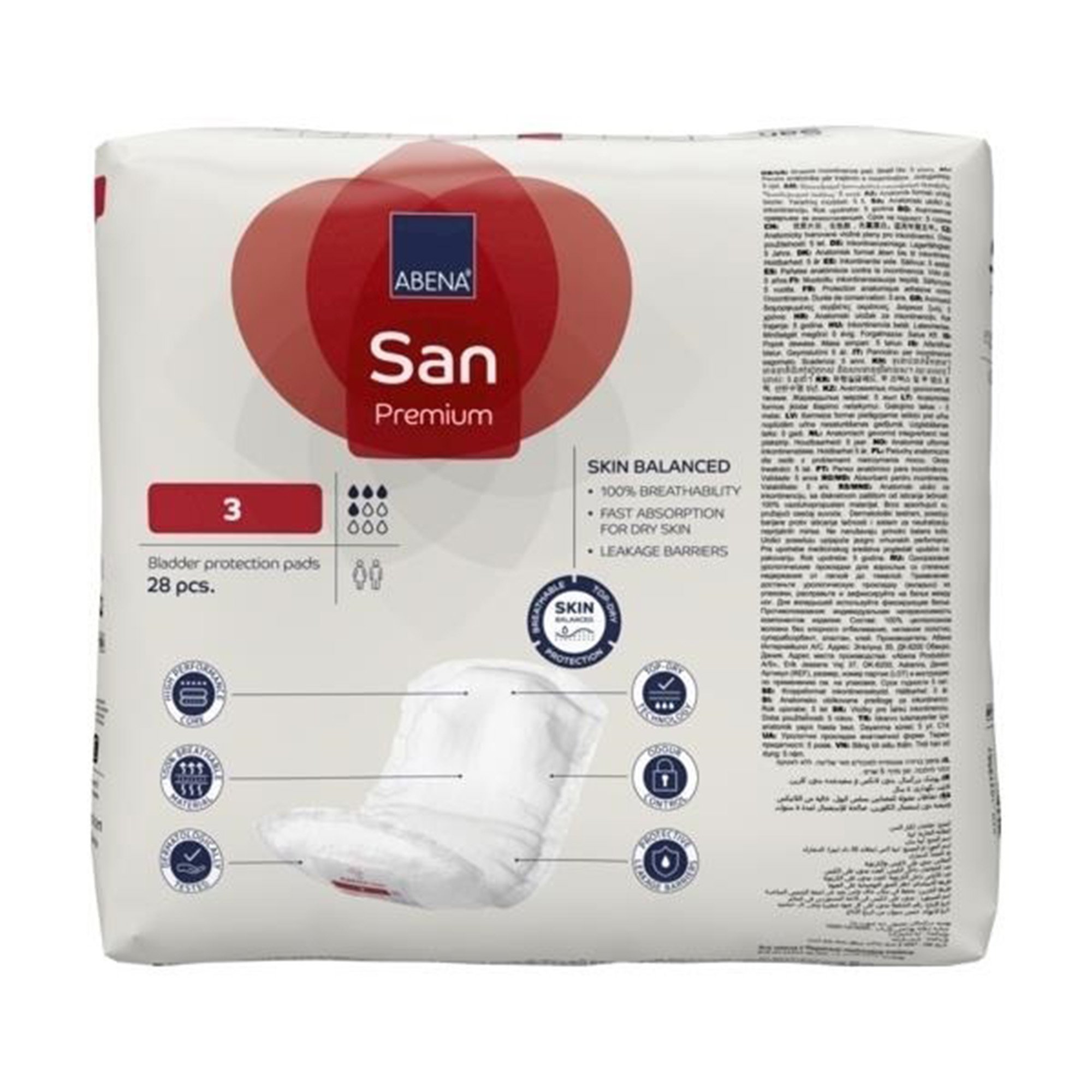 Abena North America 1000021304 - Abena® San Premium Bladder Protection Pads, Size 3 - 28/Pack, 196/Case
