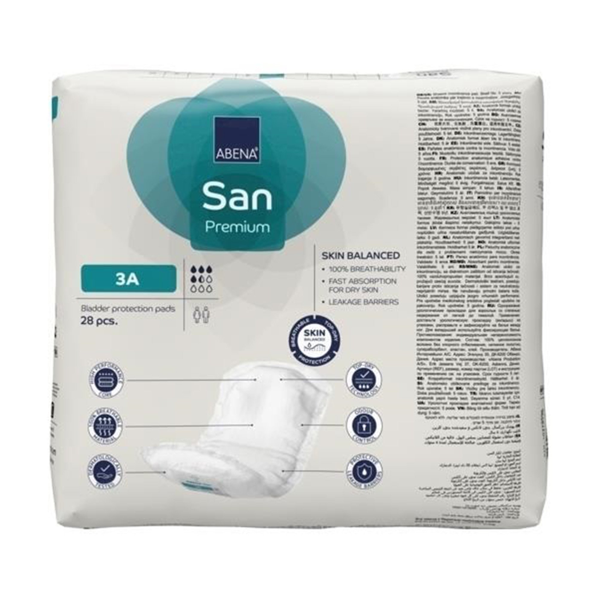 Abena North America 1000021305 - Abena® San 3A Premium Bladder Protection Pads - 28/Pack, 196/Case
