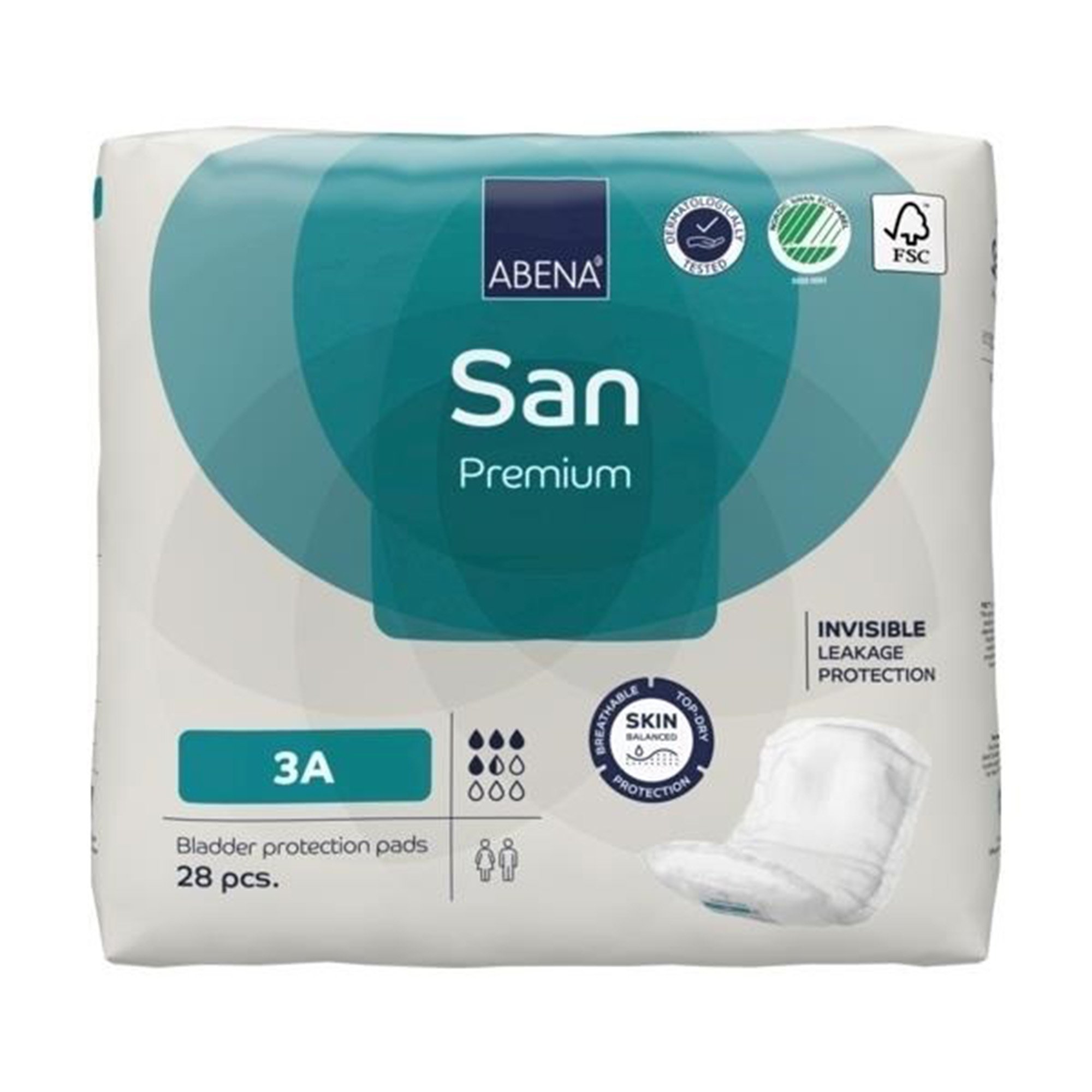 Abena North America 1000021305 - Abena® San 3A Premium Bladder Protection Pads - 28/Pack, 196/Case