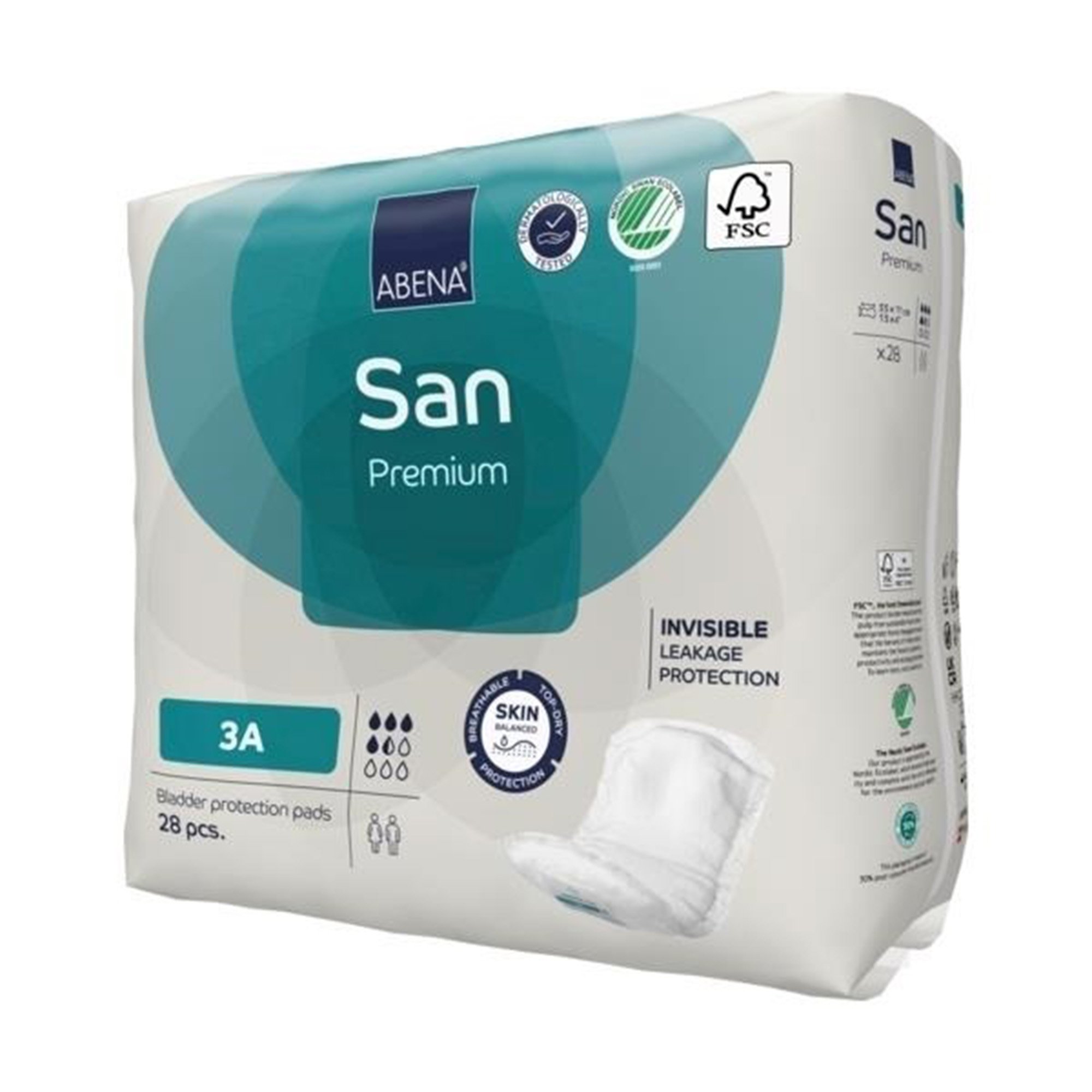 Abena North America 1000021305 - Abena® San 3A Premium Bladder Protection Pads - 28/Pack, 196/Case