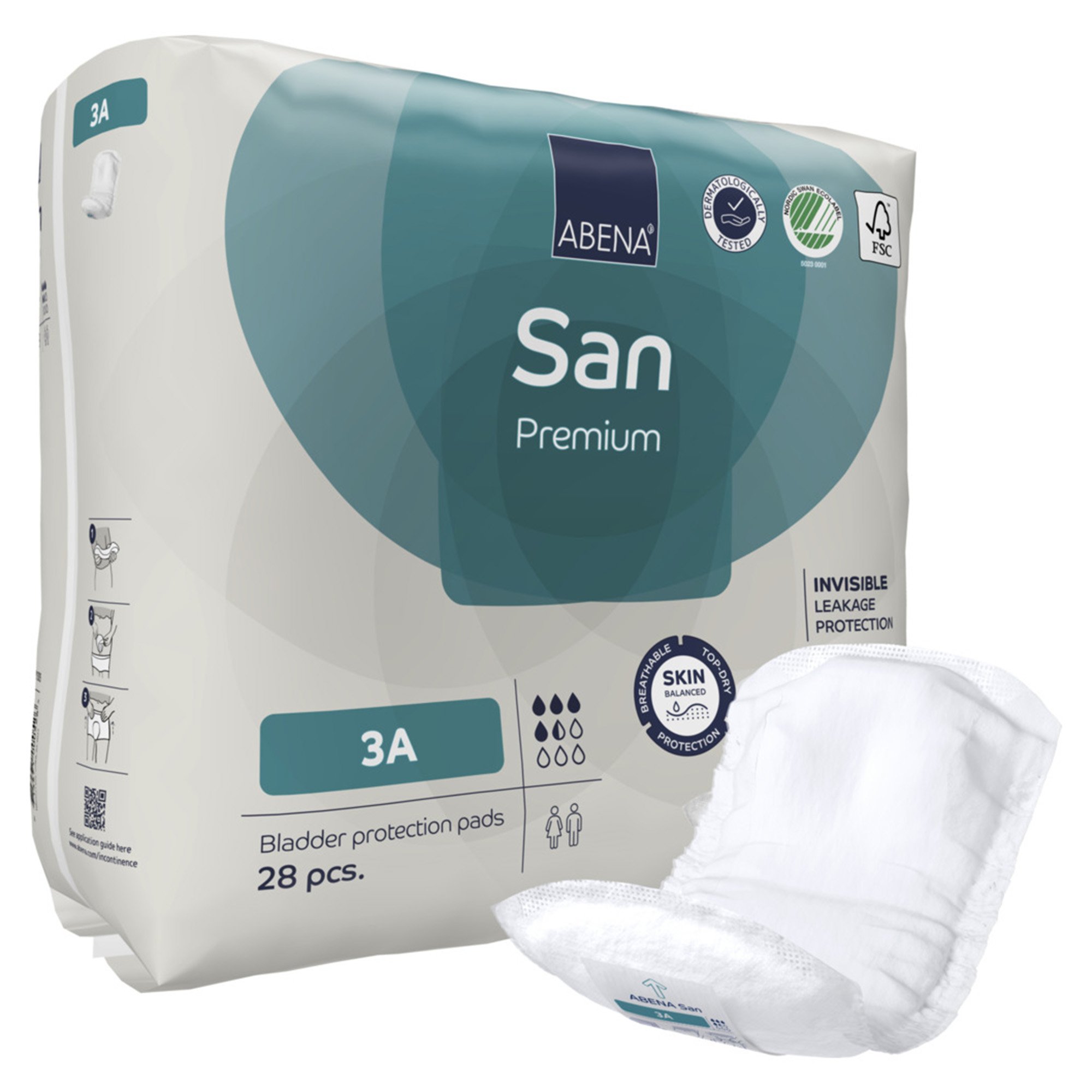 Abena North America 1000021305 - Abena® San 3A Premium Bladder Protection Pads - 28/Pack, 196/Case