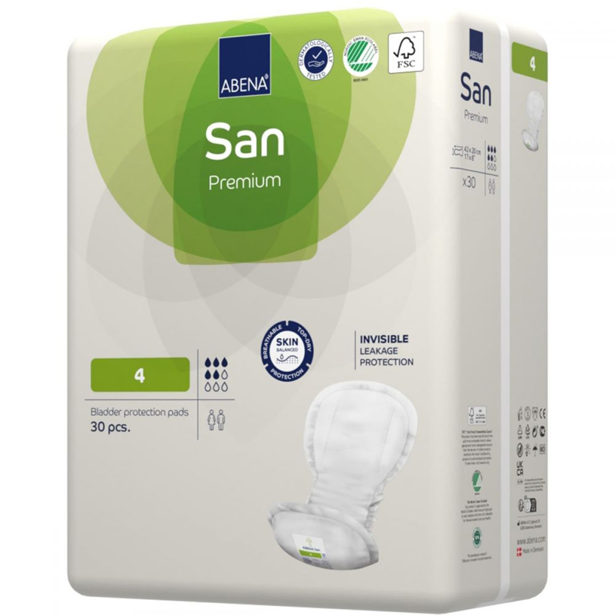 Abena North America 1000021306 - Abena® San 4 Premium Bladder Protection Pads - 30/Pack, 270/Case