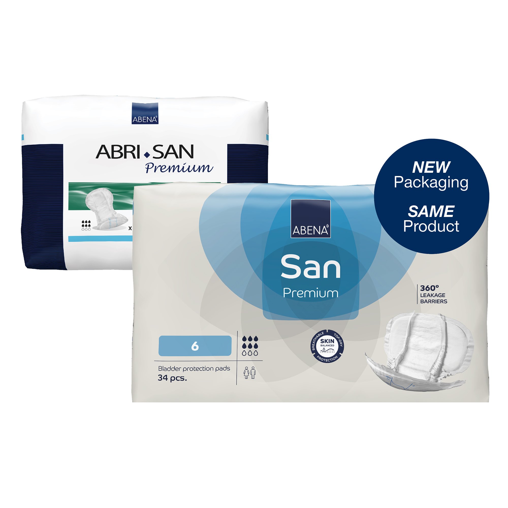 Abena North America 1000021308 - Abena® San 6 Premium Bladder Protection Pads - 34/Pack, 102/Case