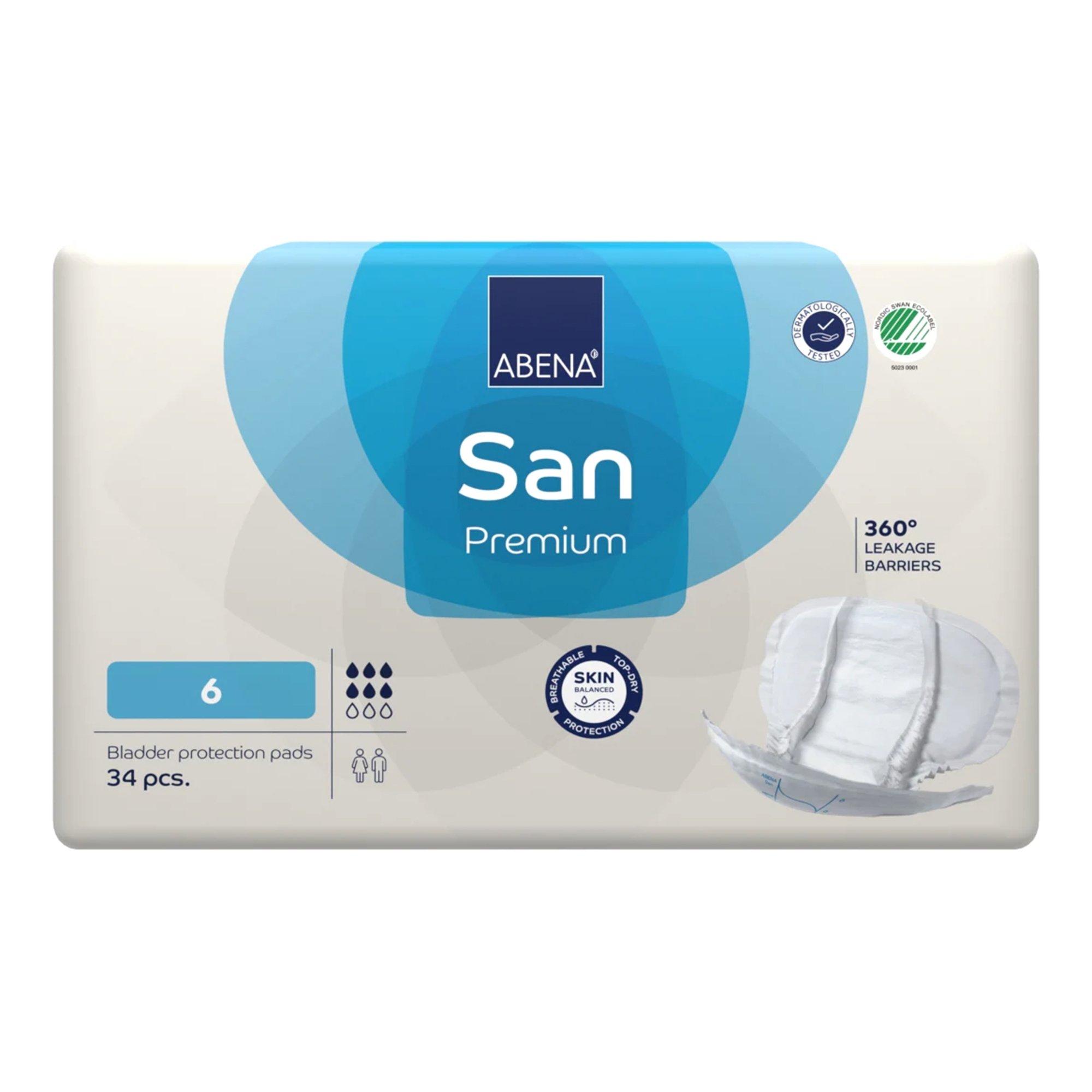 Abena North America 1000021308 - Abena® San 6 Premium Bladder Protection Pads - 34/Pack, 102/Case