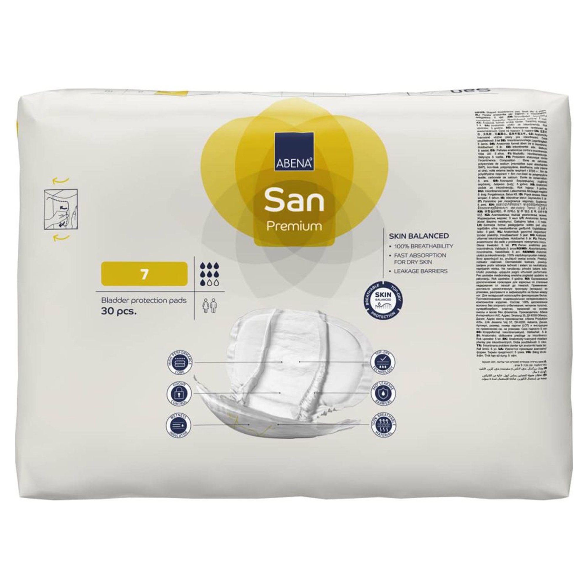 Abena North America 1000021309 - Abena® San 7 Premium Bladder Protection Pad - 30/Pack, 120/Case