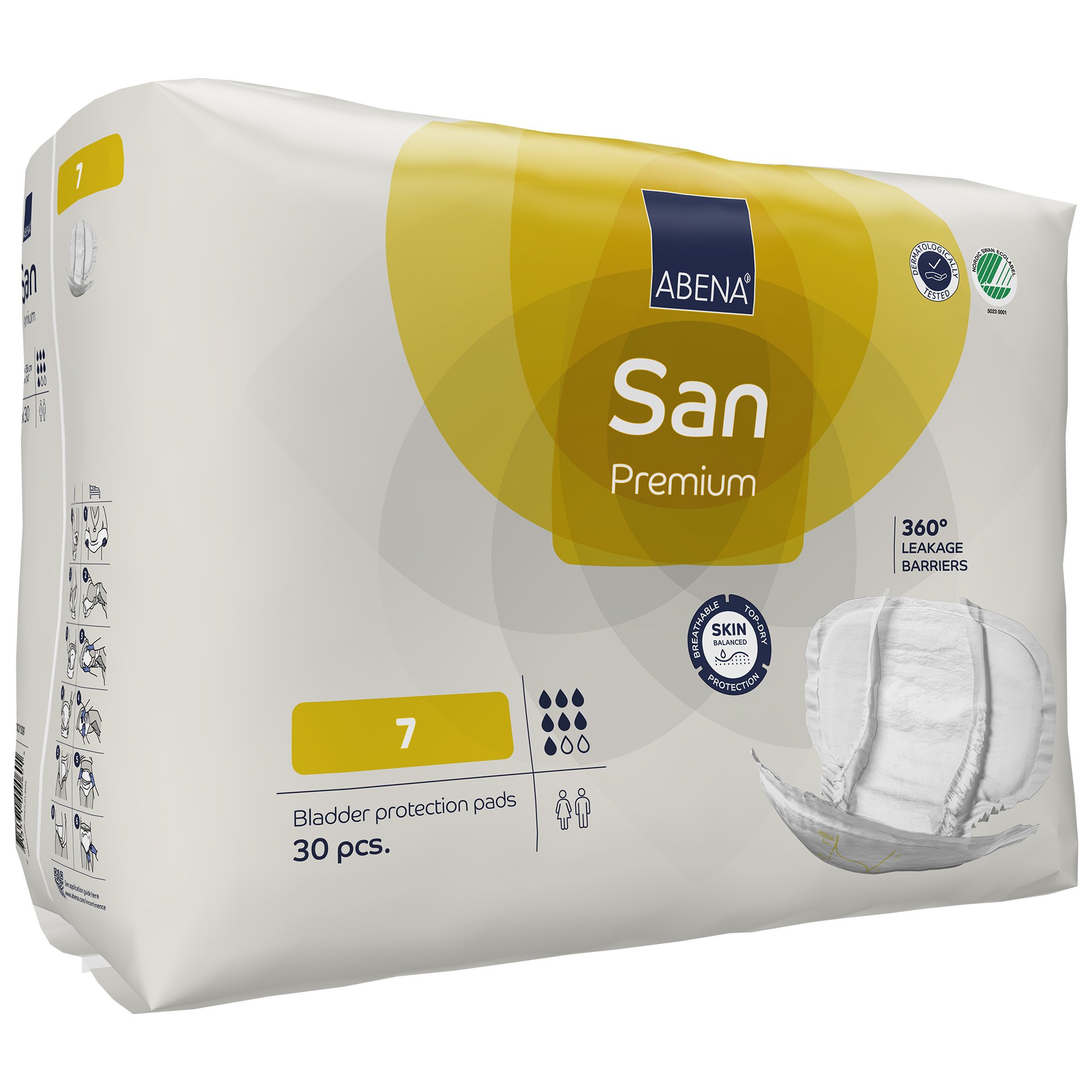 Abena North America 1000021309 - Abena® San 7 Premium Bladder Protection Pad - 30/Pack, 120/Case