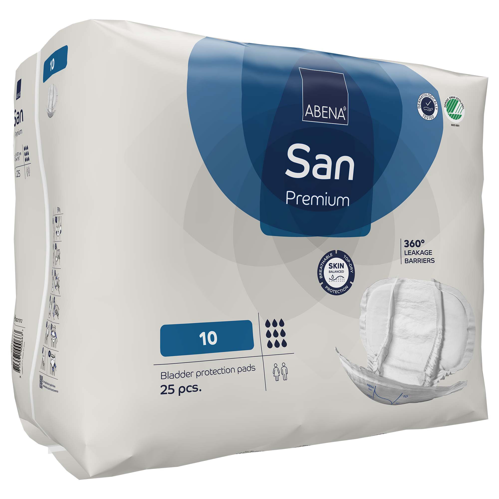 Abena North America 1000021312 - Abena® San 10 Premium Bladder Protection Pads - 25/Pack, 100/Case