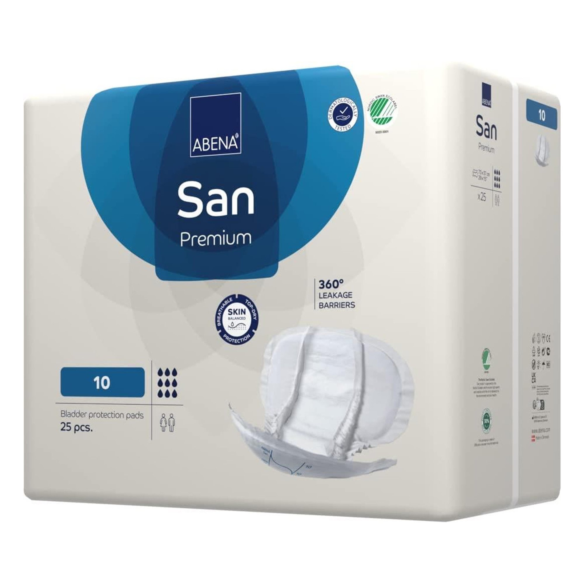 Abena North America 1000021312 - Abena® San 10 Premium Bladder Protection Pads - 25/Pack, 100/Case
