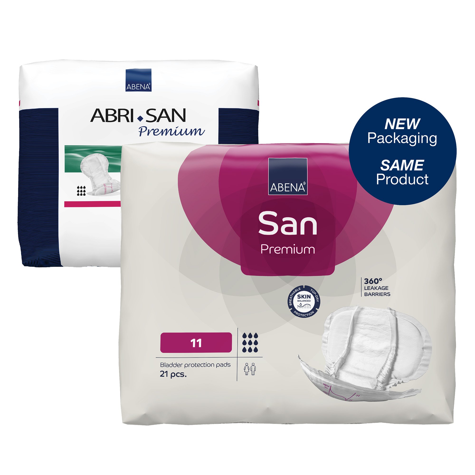 Abena North America 1000021313 - Abena® San 11 Premium Bladder Protection Pads - 21/Pack, 84/Case