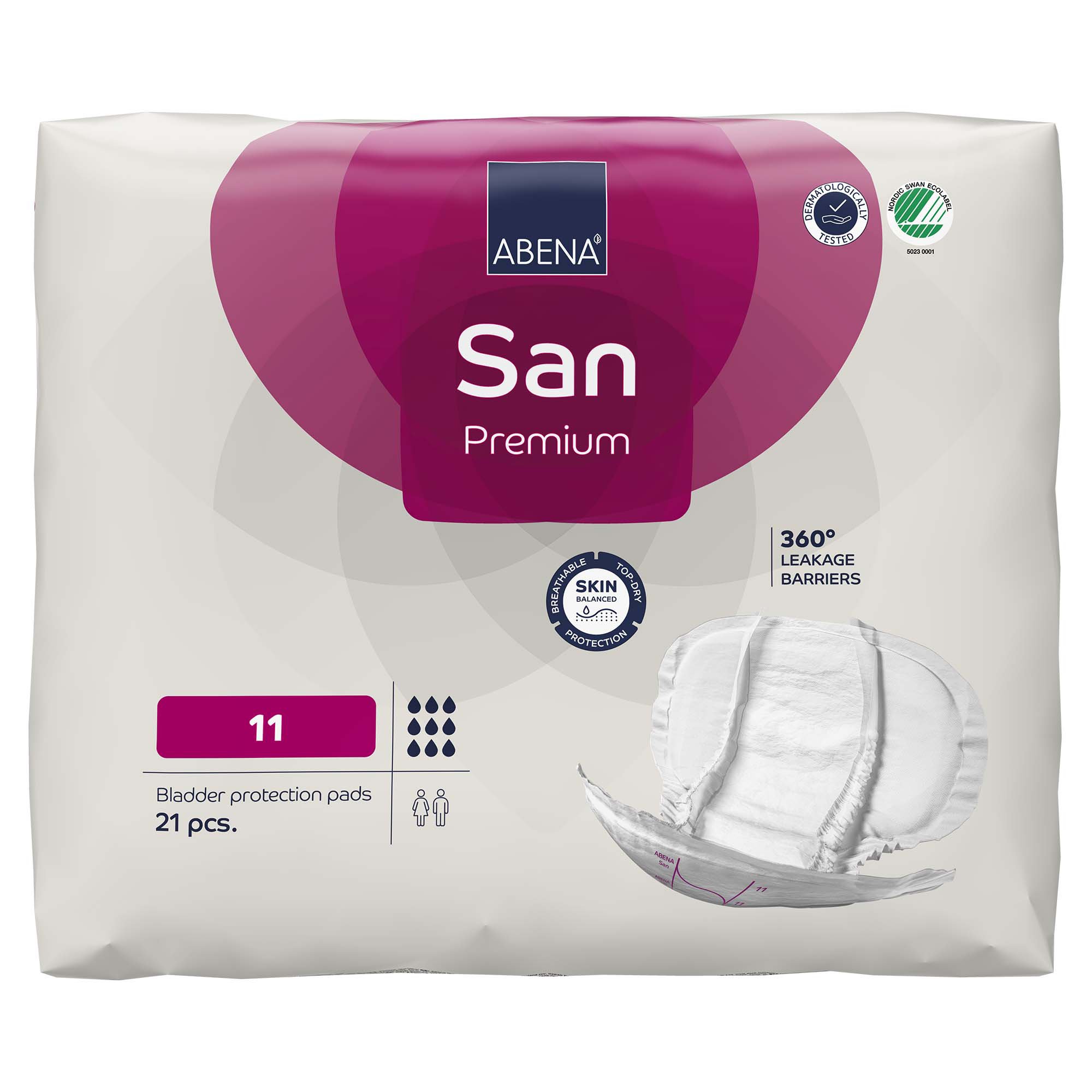 Abena North America 1000021313 - Abena® San 11 Premium Bladder Protection Pads - 21/Pack, 84/Case