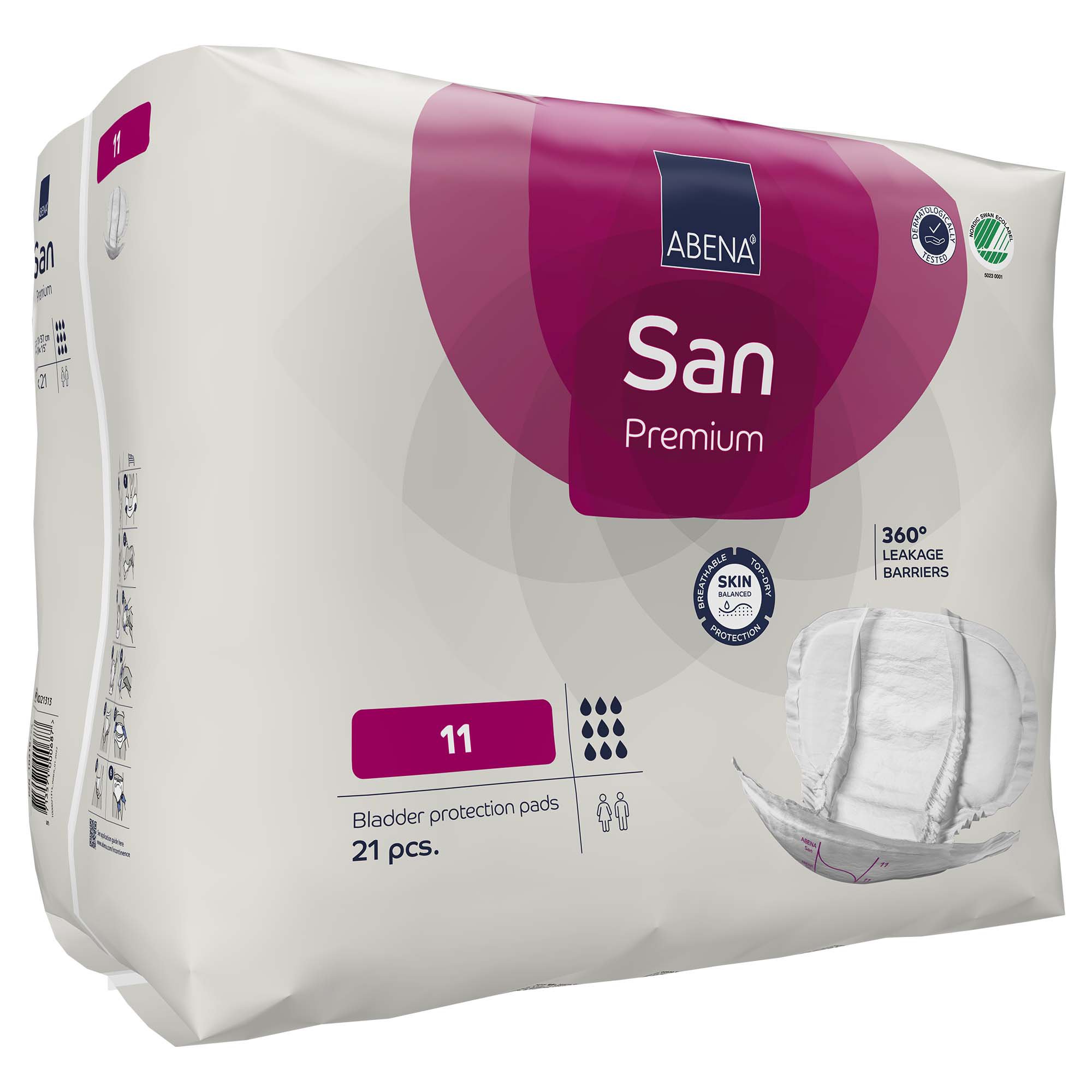 Abena North America 1000021313 - Abena® San 11 Premium Bladder Protection Pads - 21/Pack, 84/Case