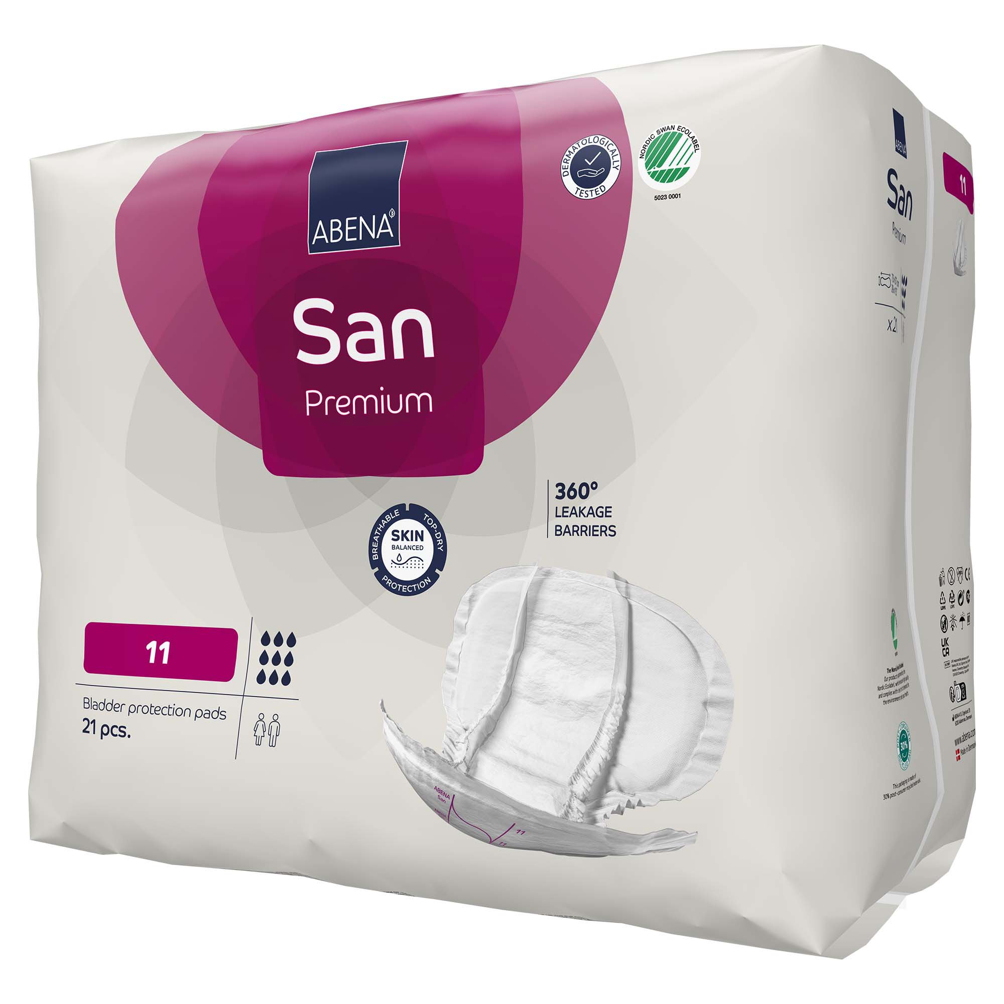 Abena North America 1000021313 - Abena® San 11 Premium Bladder Protection Pads - 21/Pack, 84/Case