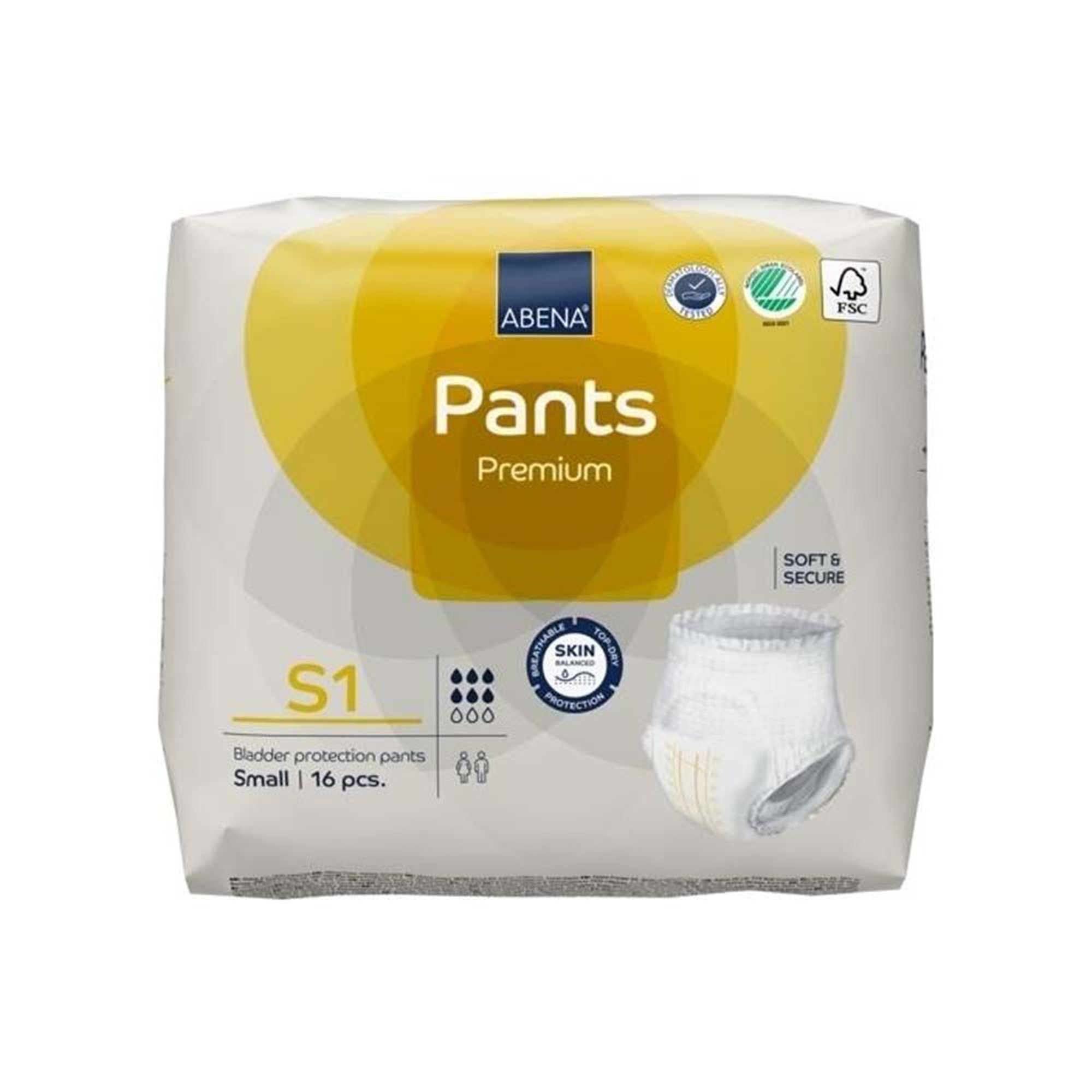 Abena North America 1000021318 - Abena® Premium Pants S1 Incontinence Brief, Small - 16/Pack, 96/Case