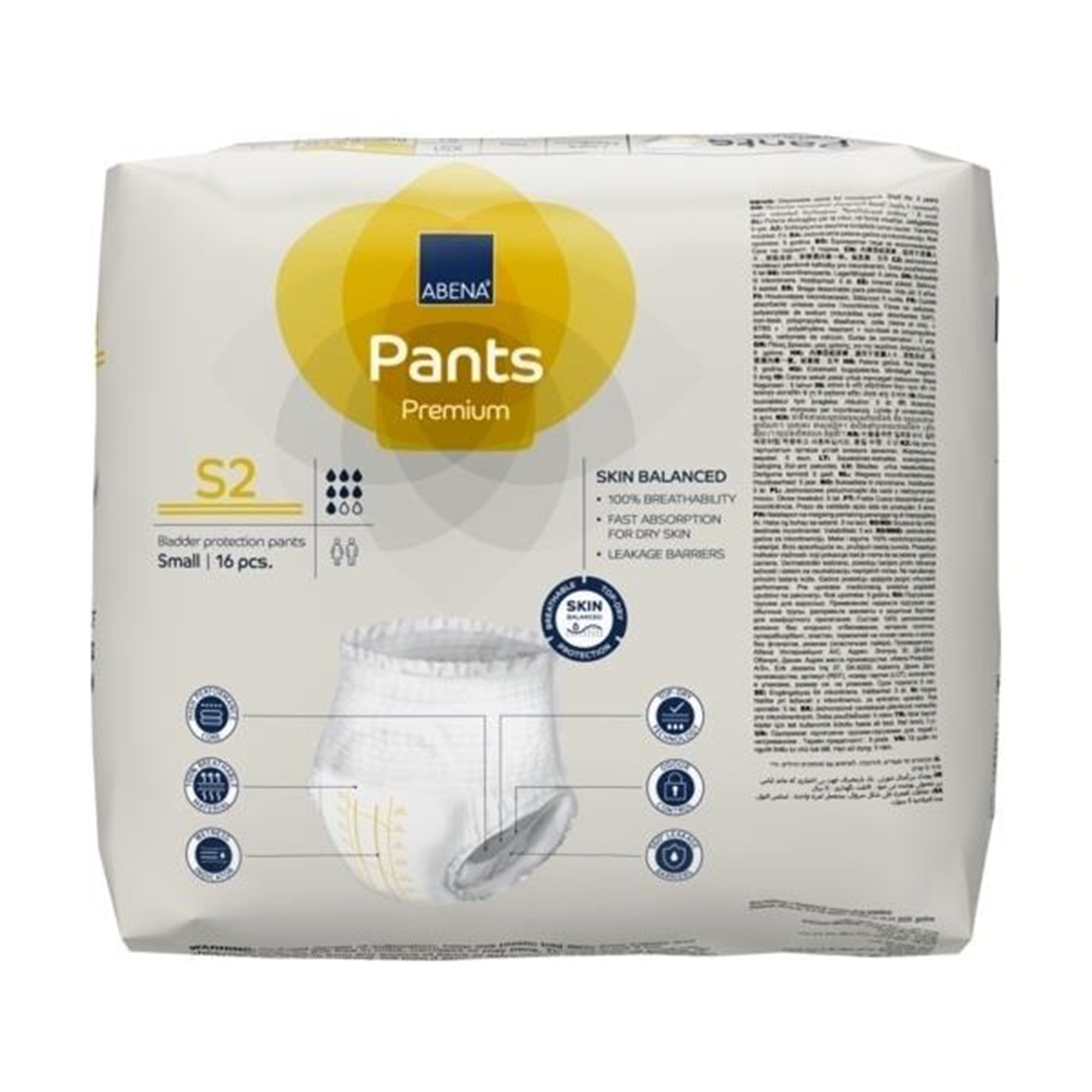 Abena North America 1000021319 - Abena® Premium Pants S2 Incontinence Brief, Small - 16/Pack, 96/Case