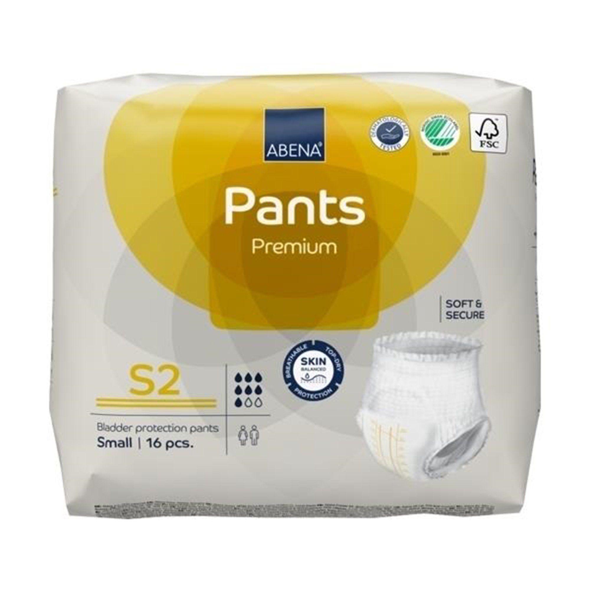 Abena North America 1000021319 - Abena® Premium Pants S2 Incontinence Brief, Small - 16/Pack, 96/Case