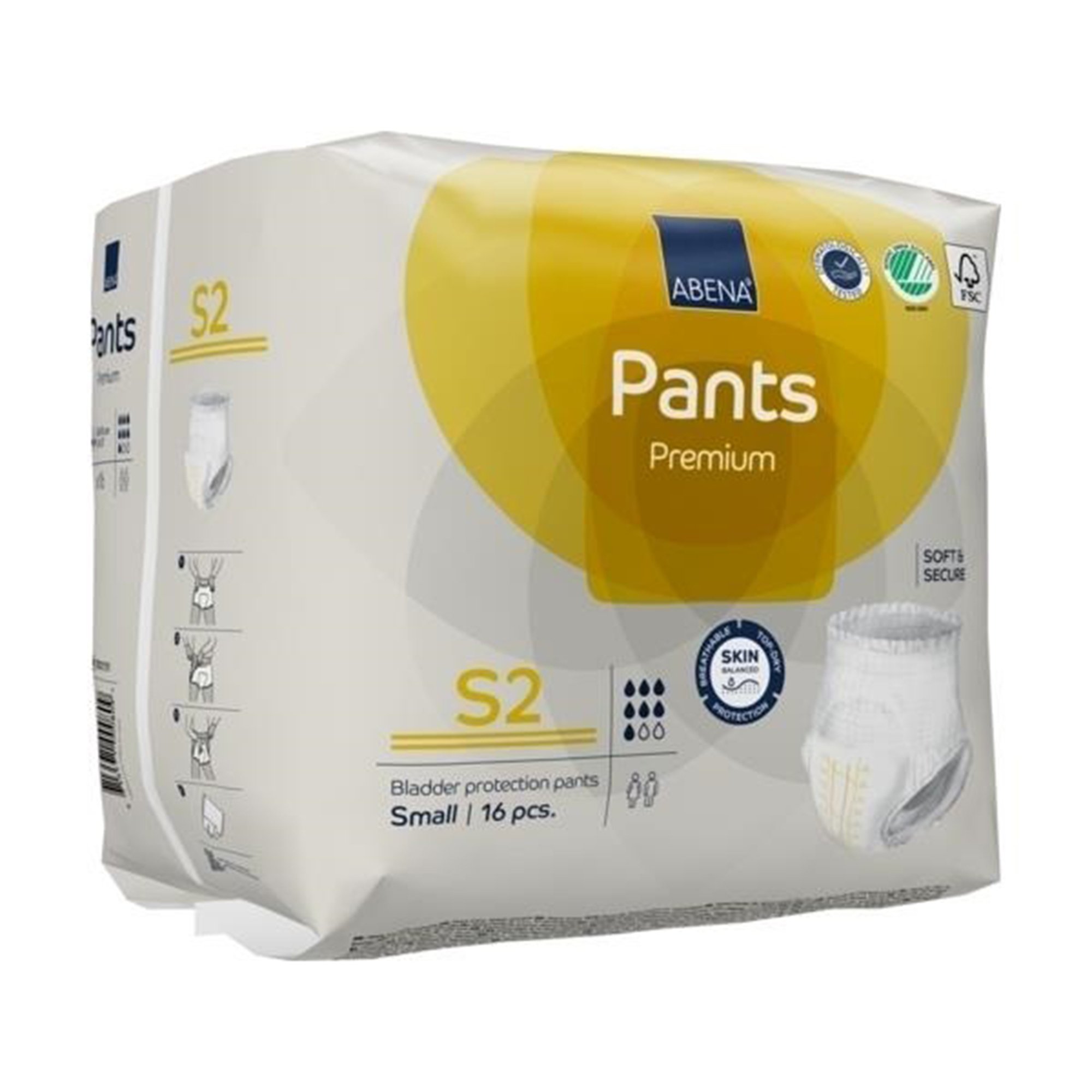 Abena North America 1000021319 - Abena® Premium Pants S2 Incontinence Brief, Small - 16/Pack, 96/Case